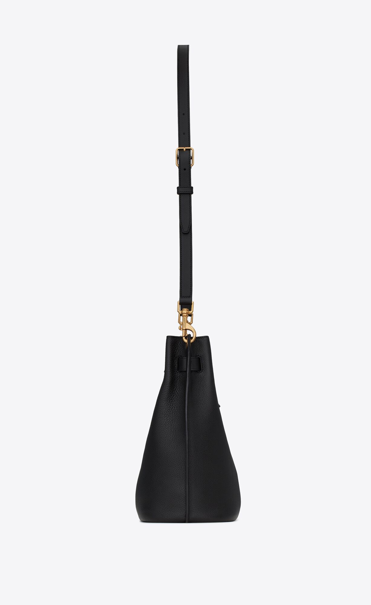 YSL Boucle Bucket Bag In Grained Leder Schwarz | 73156-YDUW