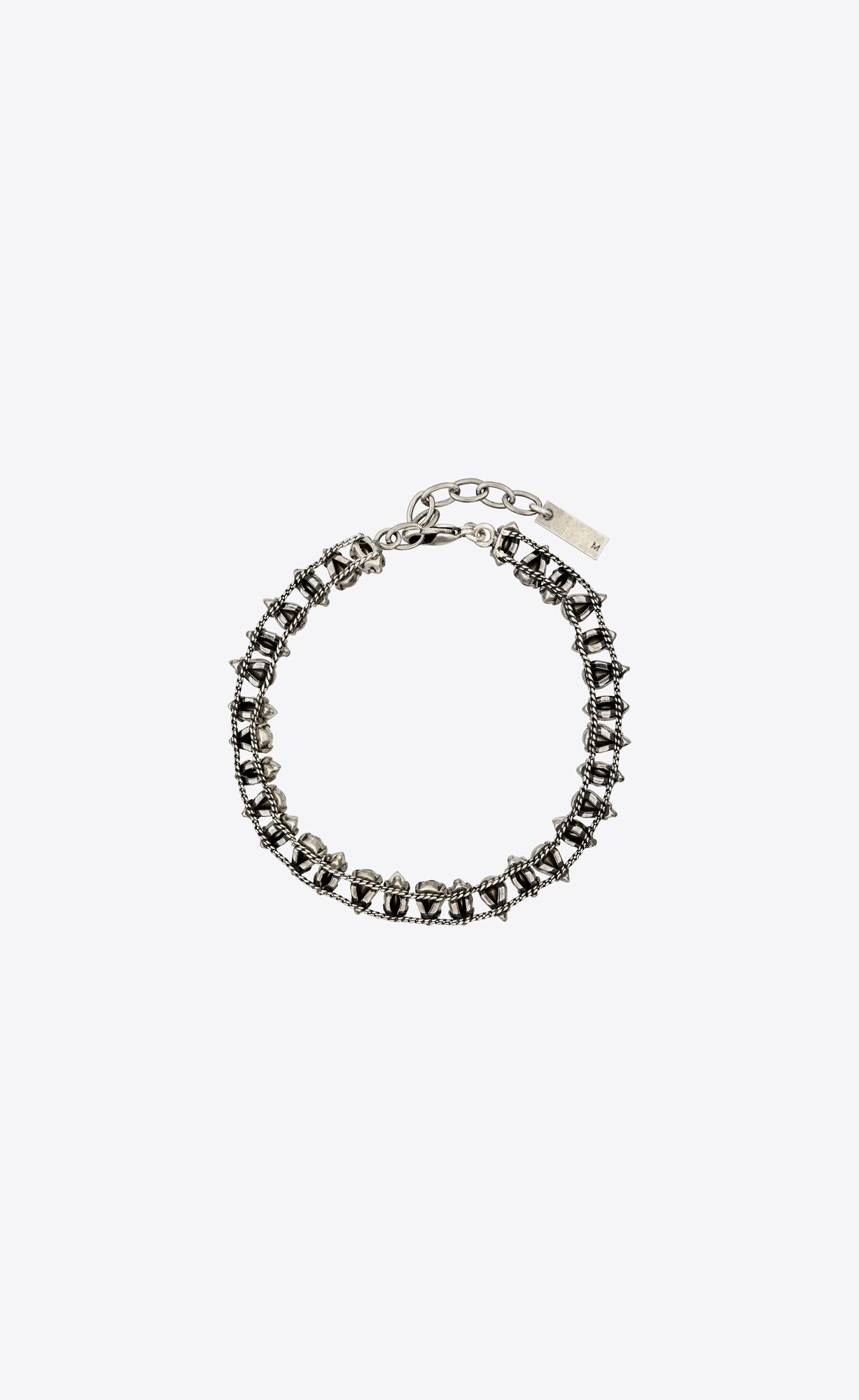 YSL Bracelet In Rhinestones And Metal Silber | 92715-TSFJ