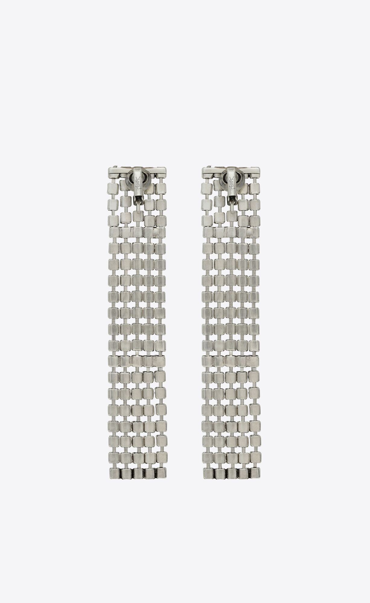 YSL Bulky Rhinestone Earrings In Metal Silber | 67240-DGZP