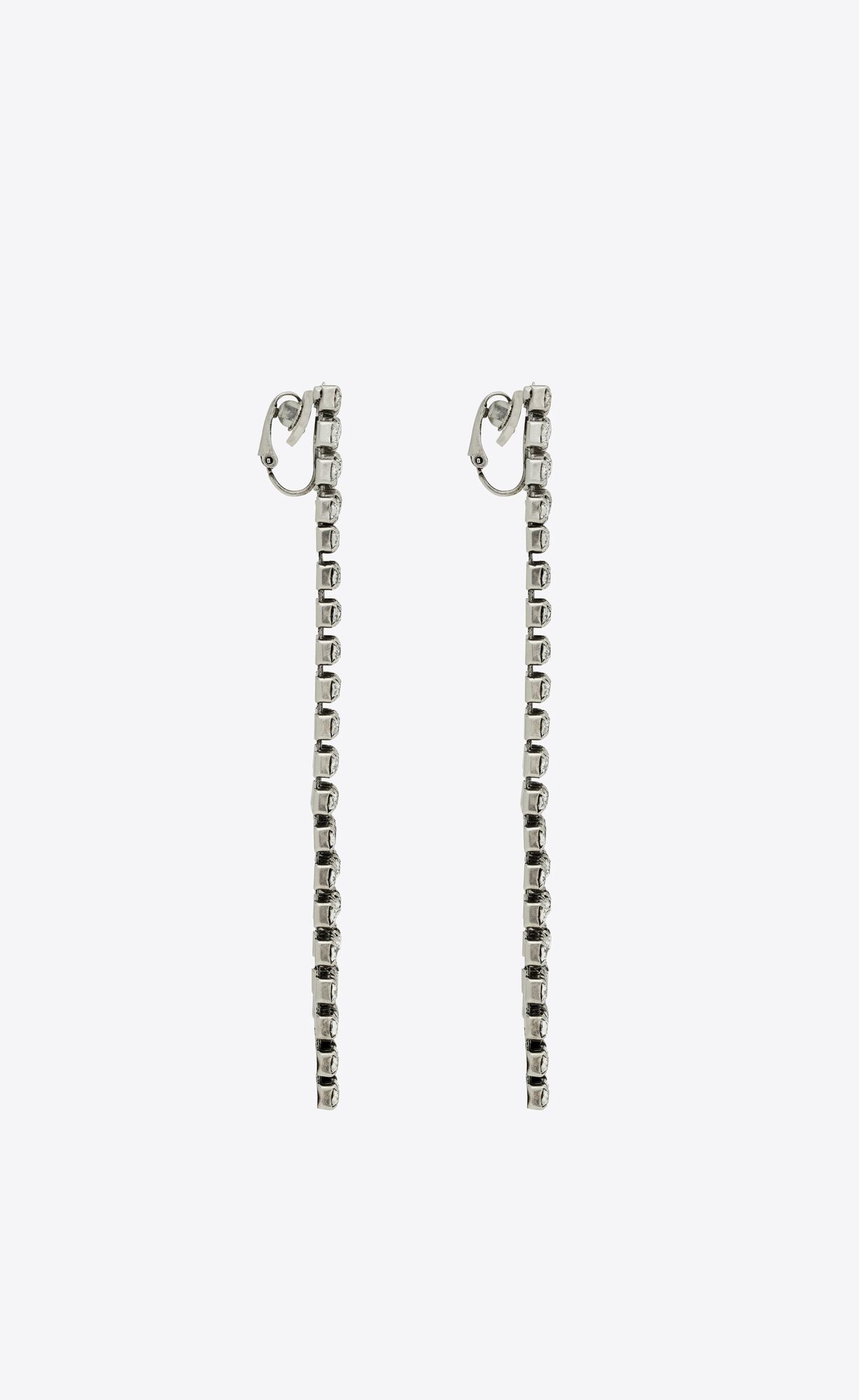 YSL Bulky Rhinestone Earrings In Metal Silber | 67240-DGZP