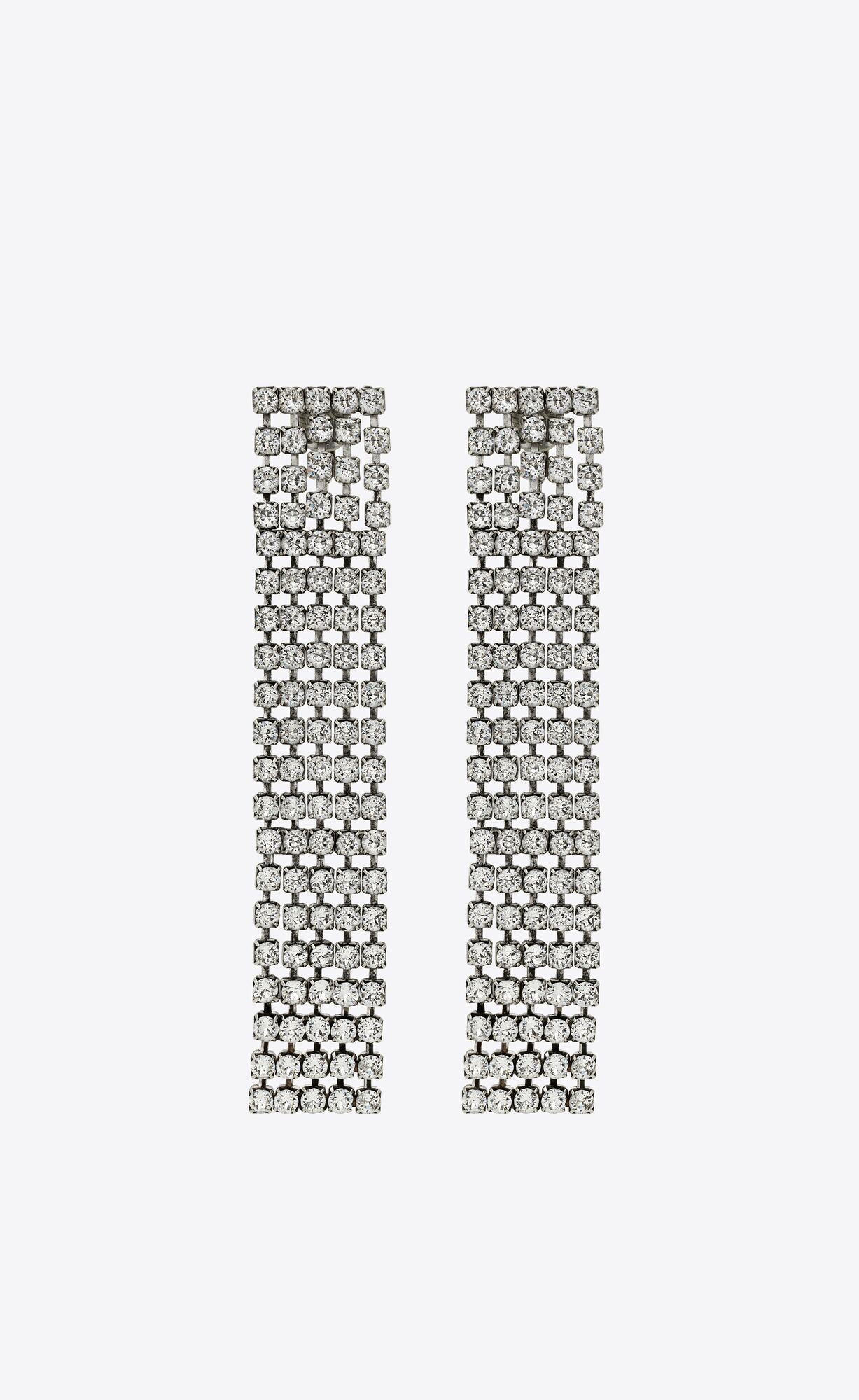 YSL Bulky Rhinestone Earrings In Metal Silber | 67240-DGZP