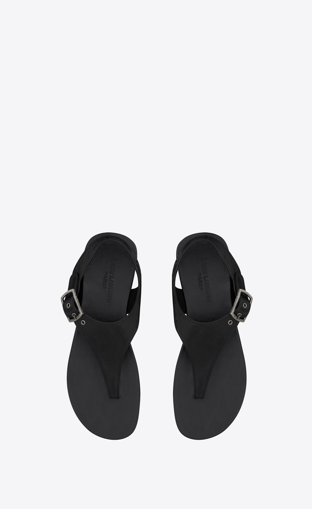 YSL Caleb Flache Sandals In Smooth Leder Schwarz | 60759-VOFE