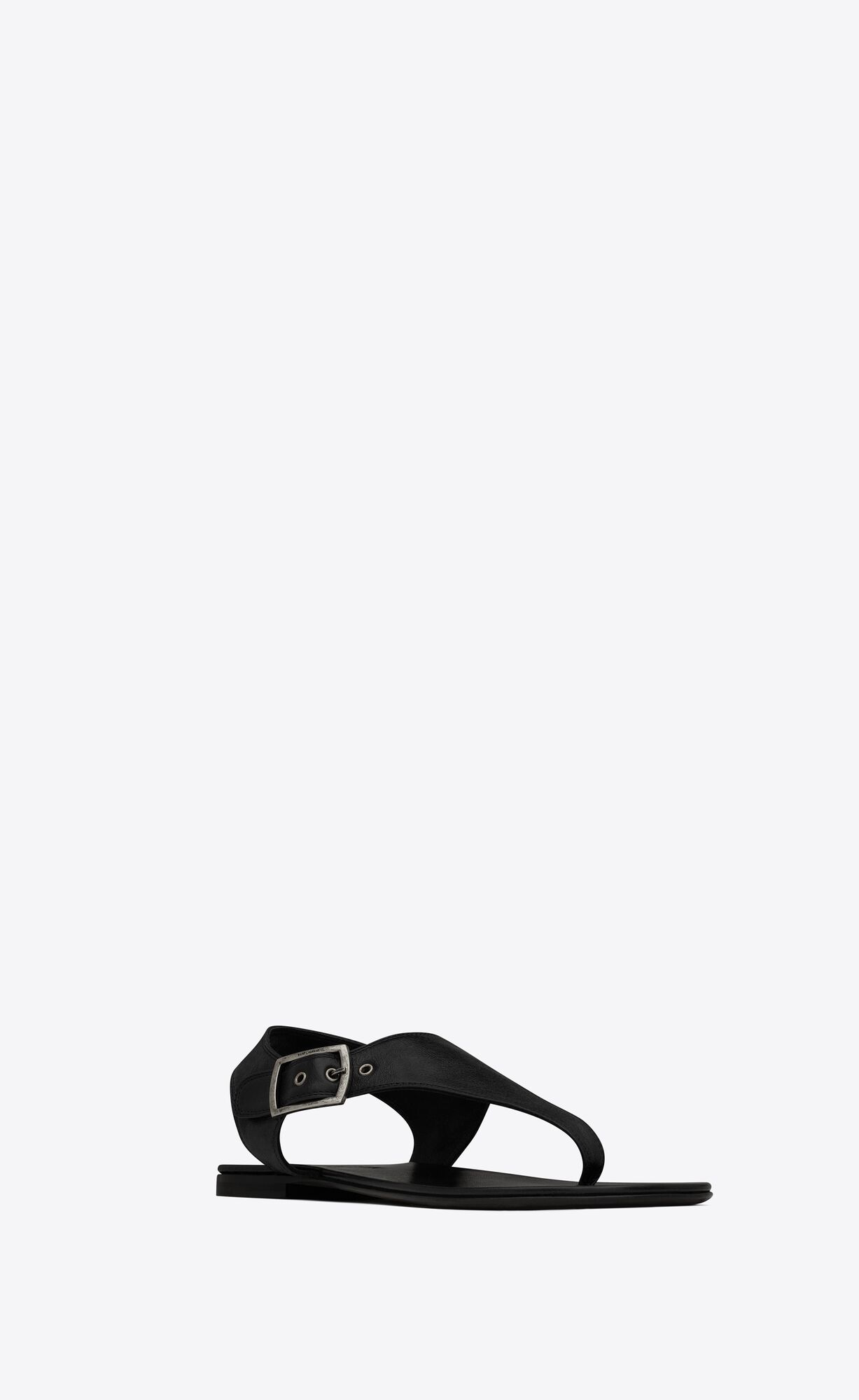 YSL Caleb Flache Sandals In Smooth Leder Schwarz | 60759-VOFE