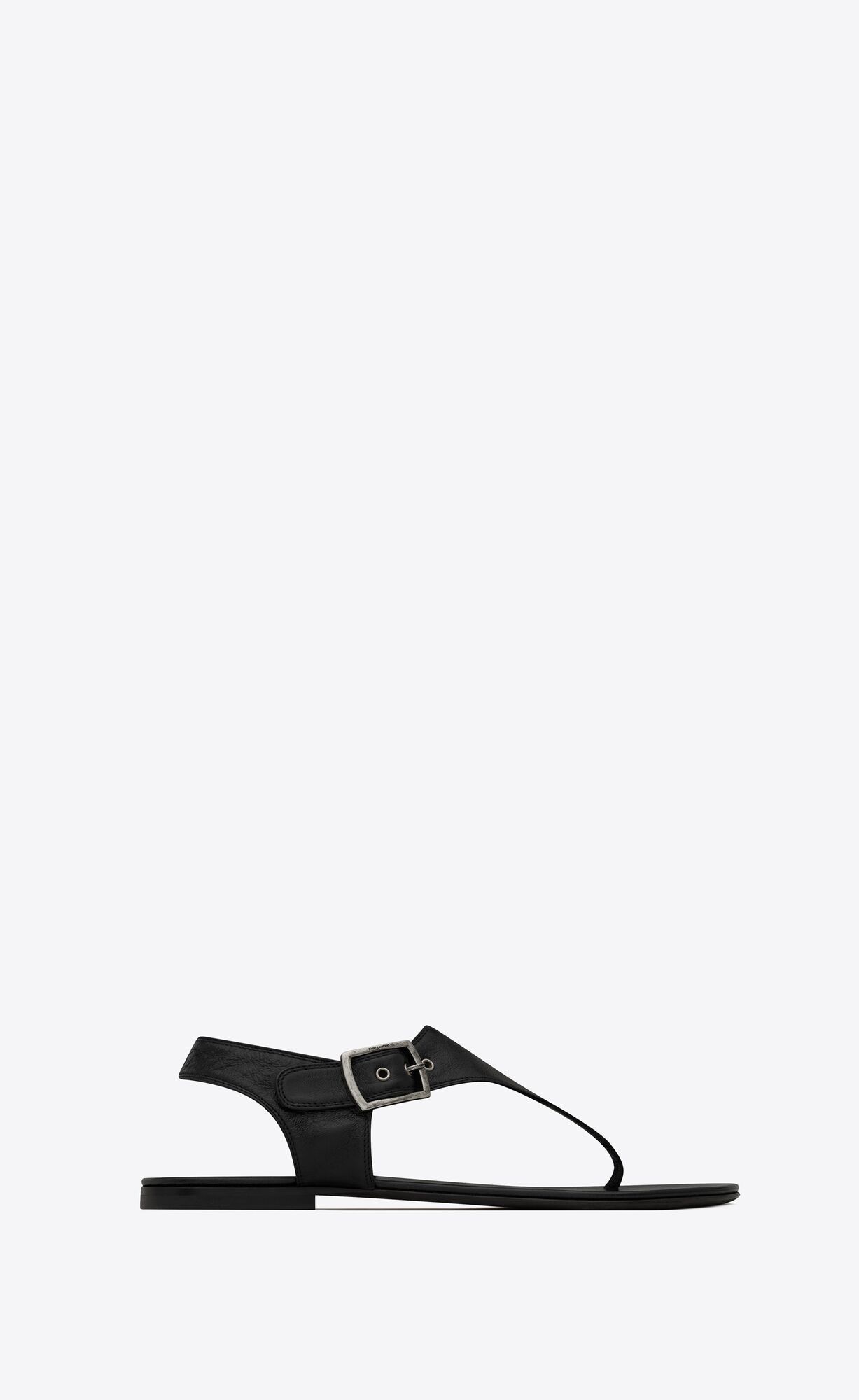 YSL Caleb Flache Sandals In Smooth Leder Schwarz | 60759-VOFE