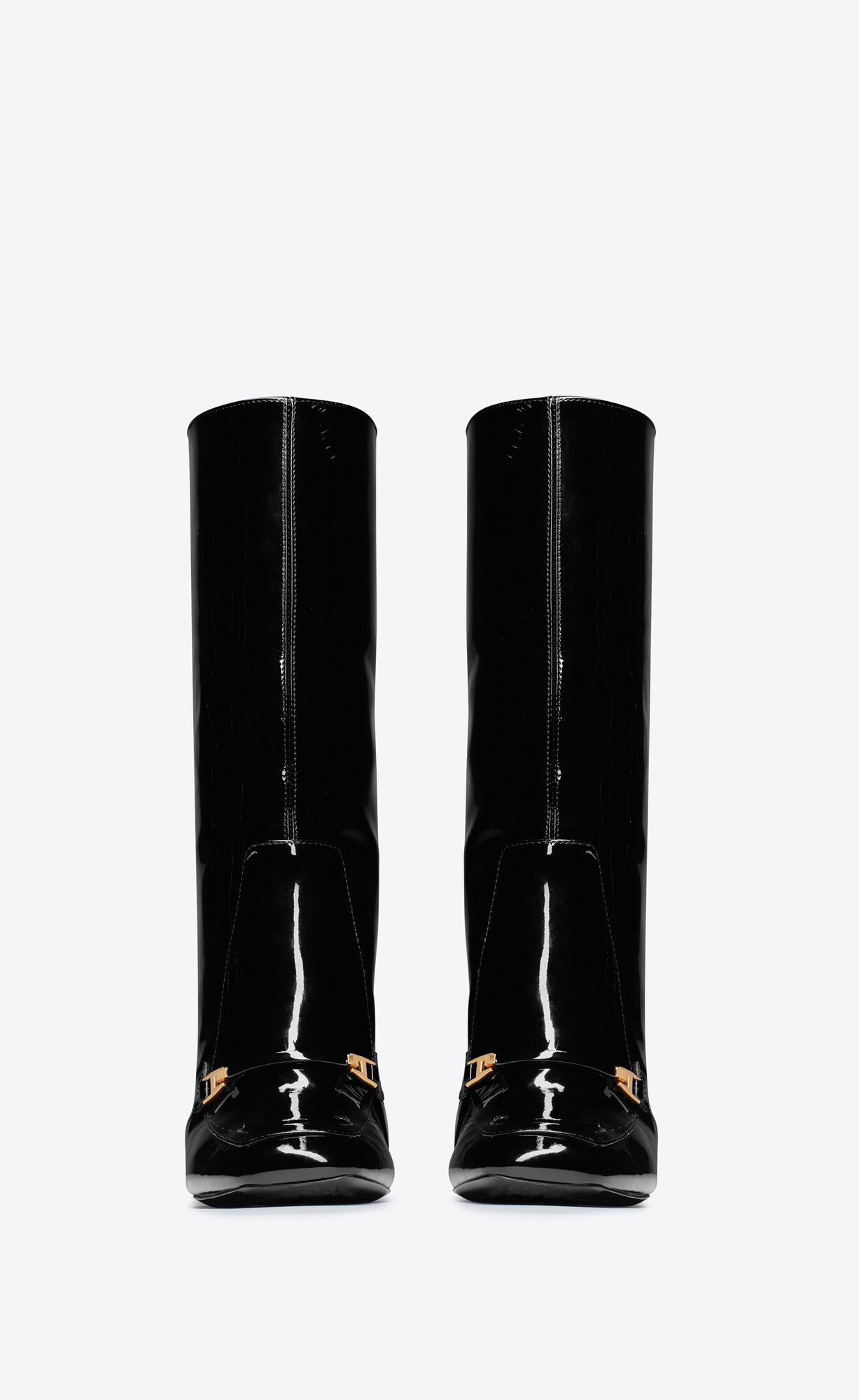 YSL Camden Boots In Lack Leder Noir | 76450-YVGC