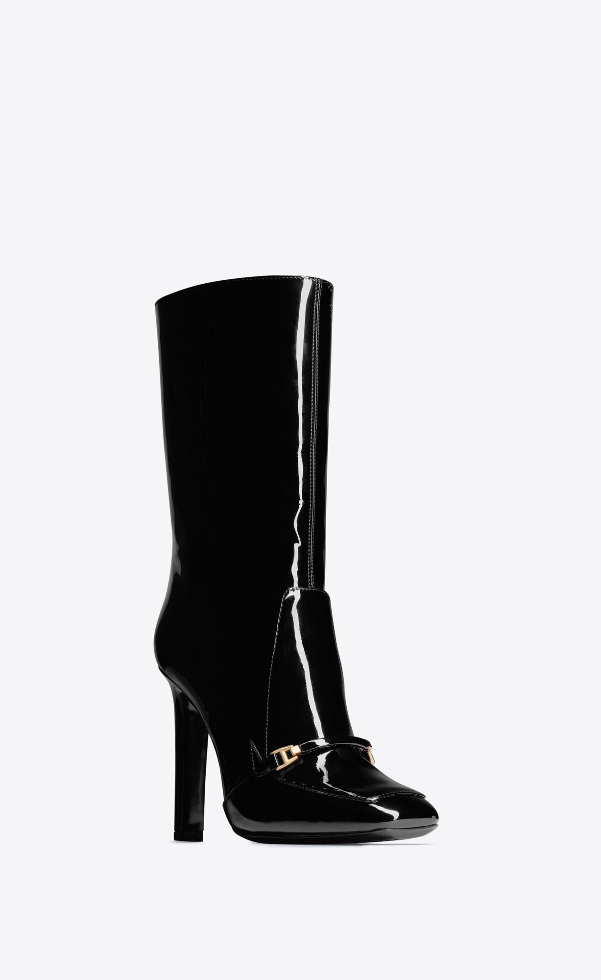 YSL Camden Boots In Lack Leder Noir | 76450-YVGC