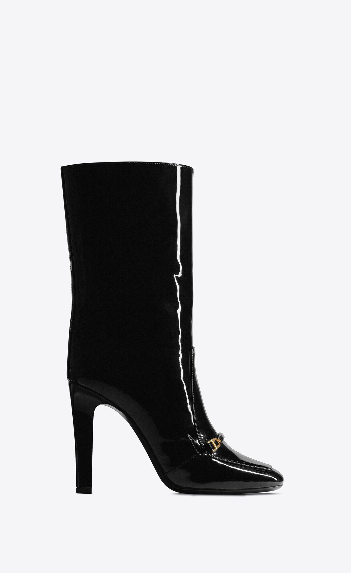 YSL Camden Boots In Lack Leder Noir | 76450-YVGC