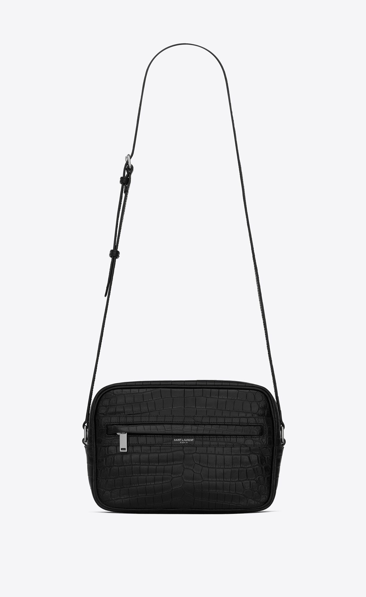 YSL Camp Camera Bag In Crocodile-embossed Leder Schwarz | 49306-XDEU