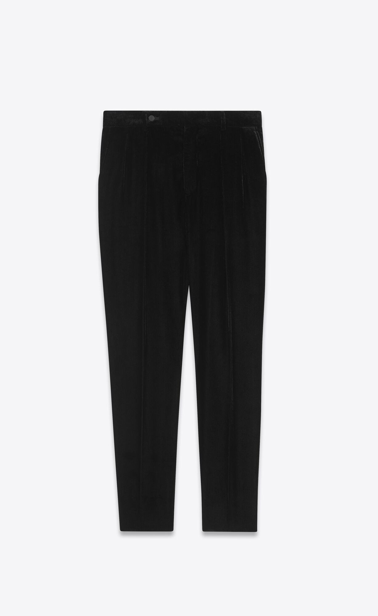 YSL Carrot-fit Pants In Shimmering Velvet Noir Brillant | 02549-RVBH