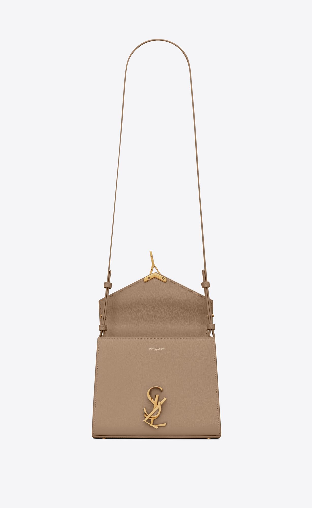 YSL Cassandra Mini In Grain De Poudre Embossed Leder Braun | 39721-EBNY