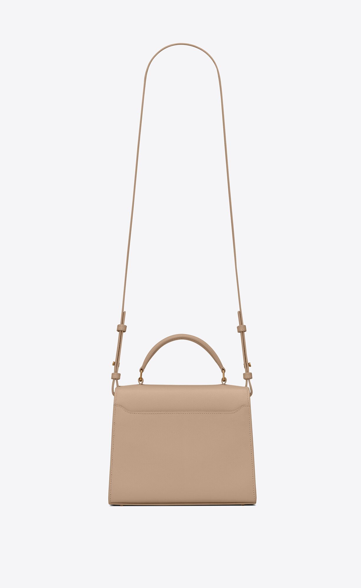 YSL Cassandra Mini Top Handle Bag In Grain De Poudre Embossed Leder Dunkelbeige | 41608-KPLH