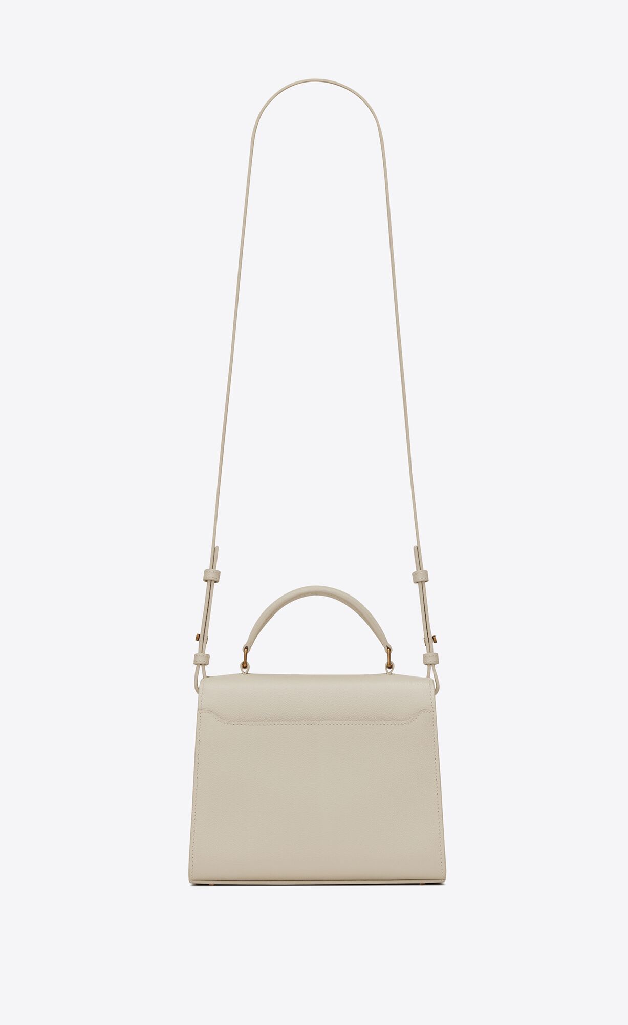 YSL Cassandra Mini Top Handle Bag In Grain De Poudre Embossed Leder Blanc Vintage | 64921-HNET