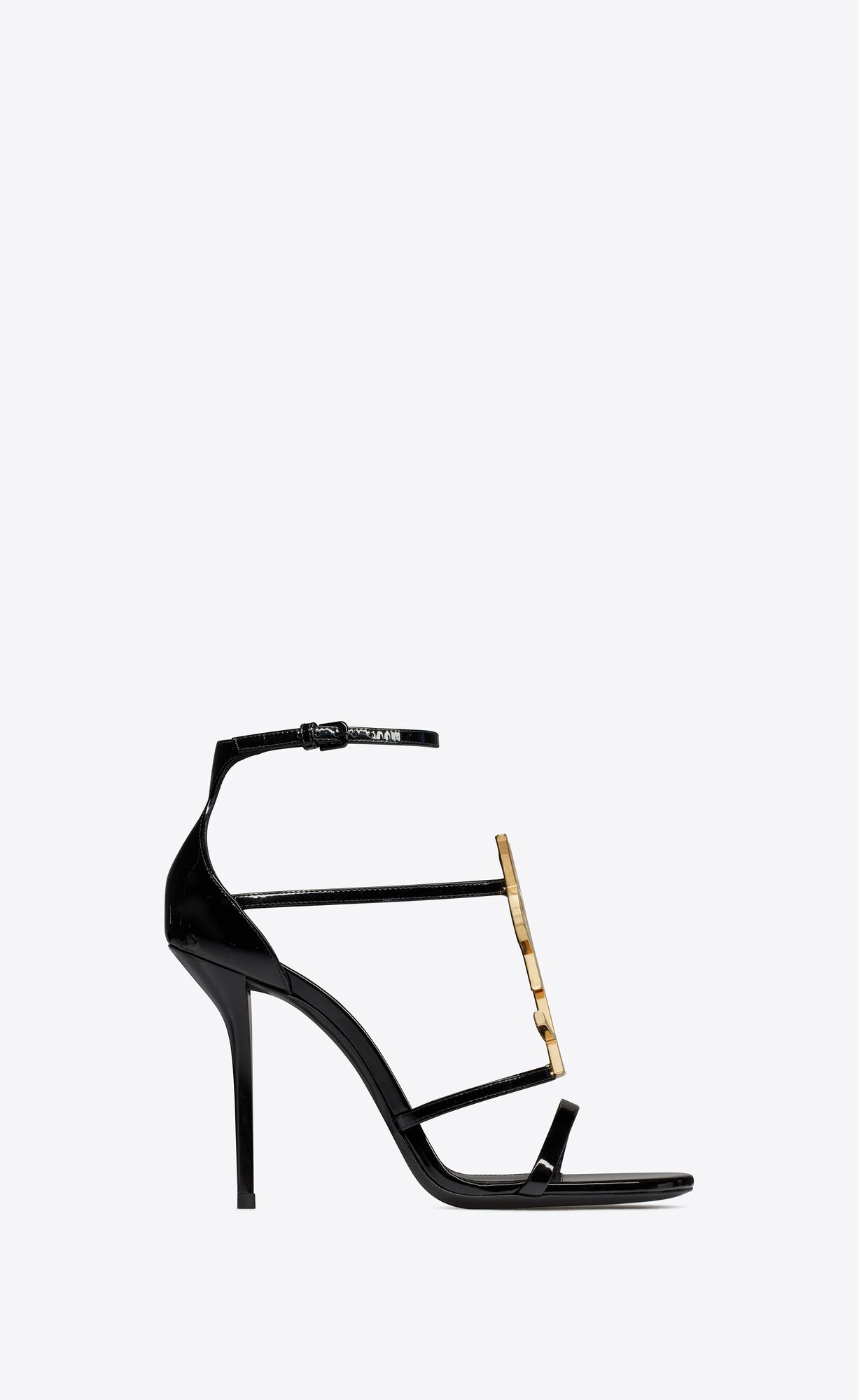 YSL Cassandra Sandals In Lack Leder Noir | 87630-ENAV