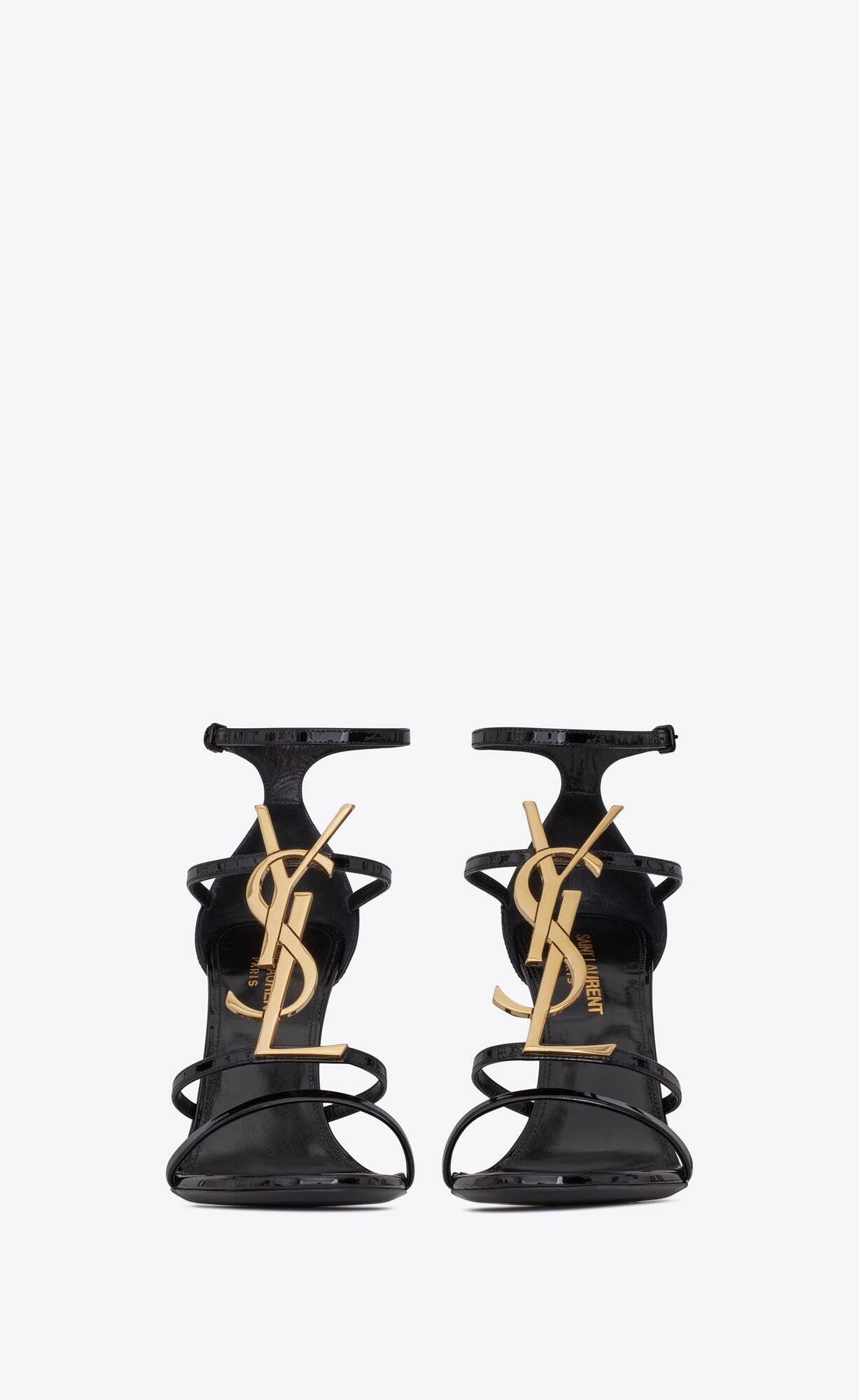 YSL Cassandra Sandals In Lack Leder Noir | 87630-ENAV