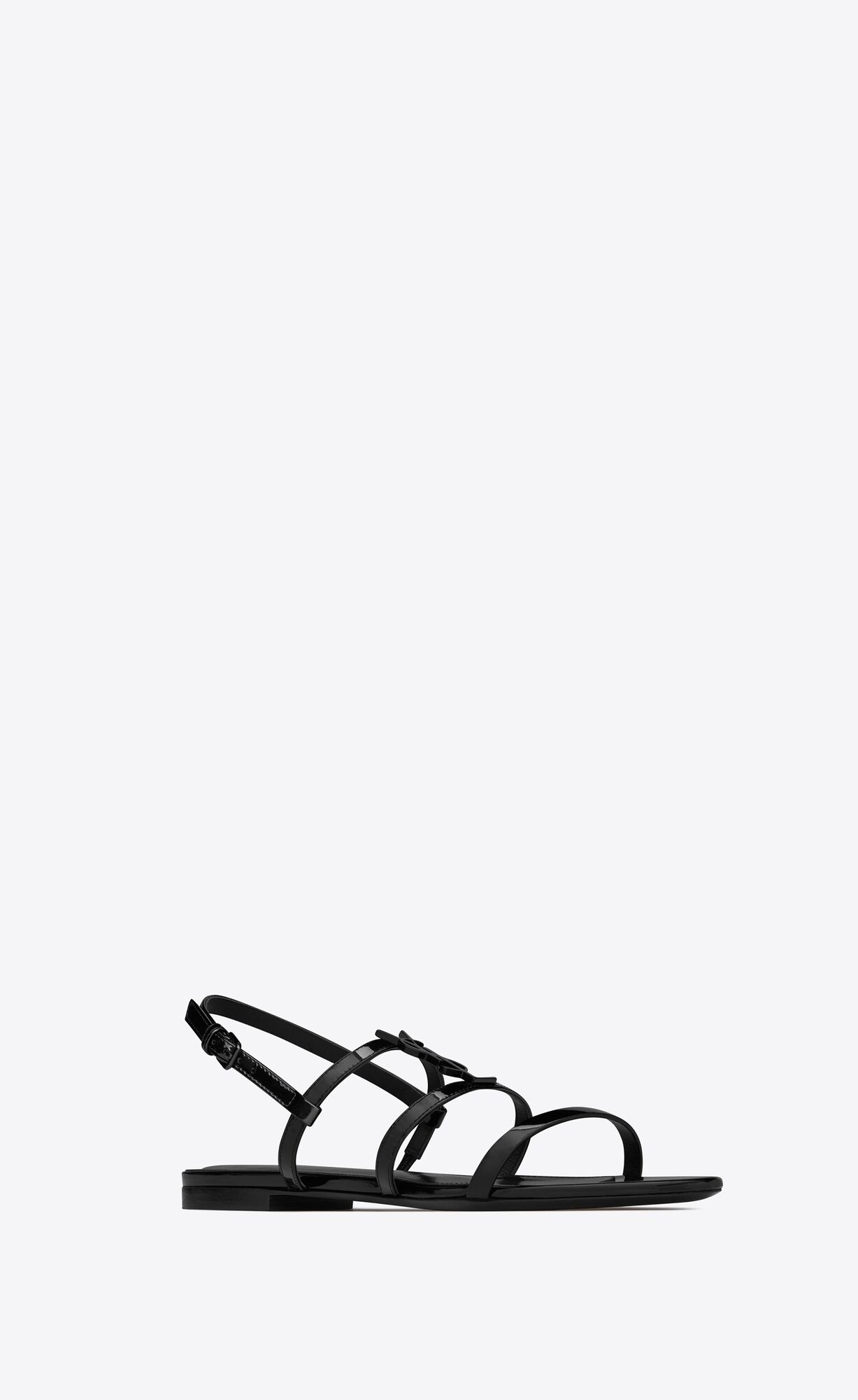 YSL Cassandra Sandals In Lack Leder Schwarz | 05897-GRUT