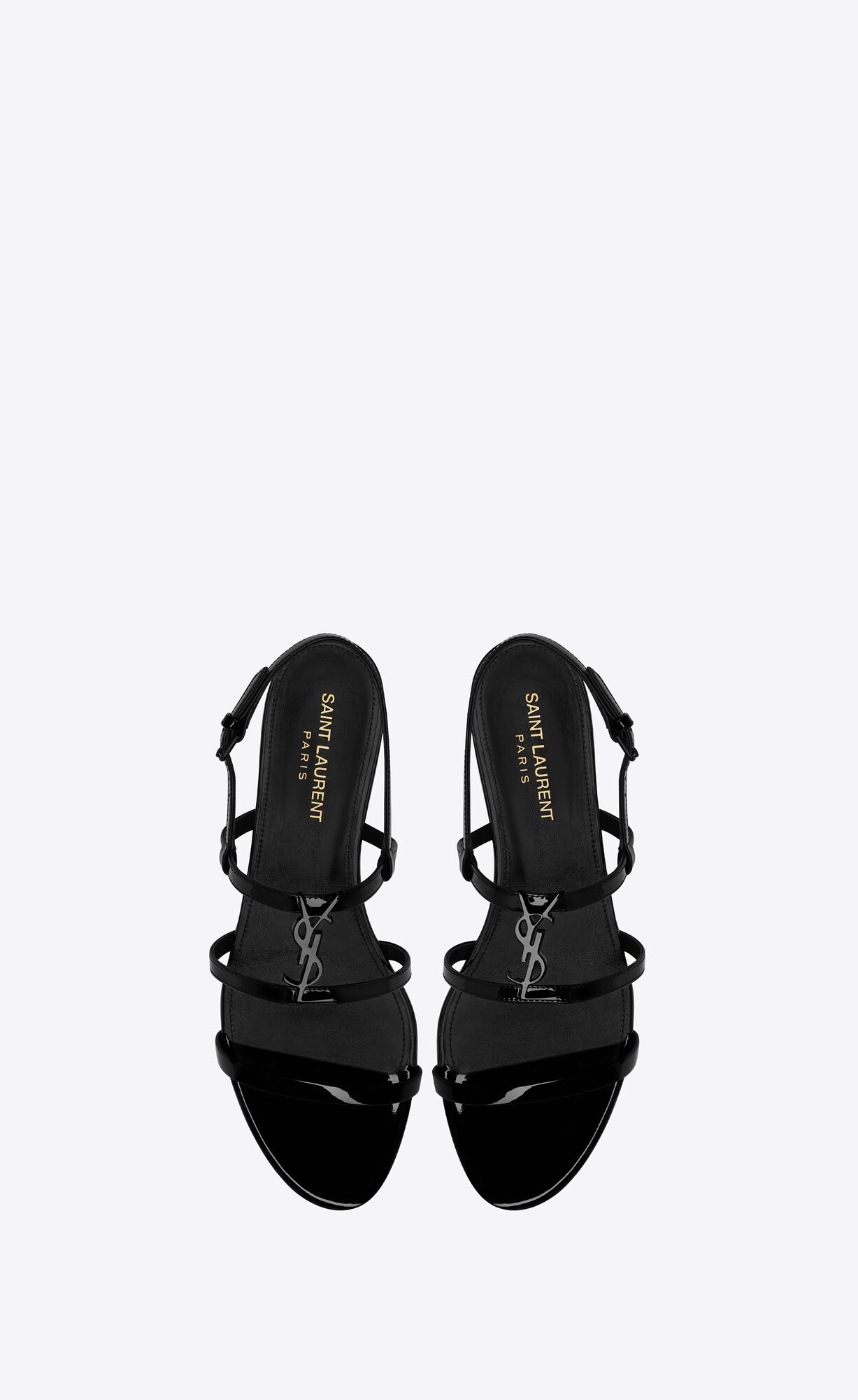 YSL Cassandra Sandals In Lack Leder Schwarz | 05897-GRUT