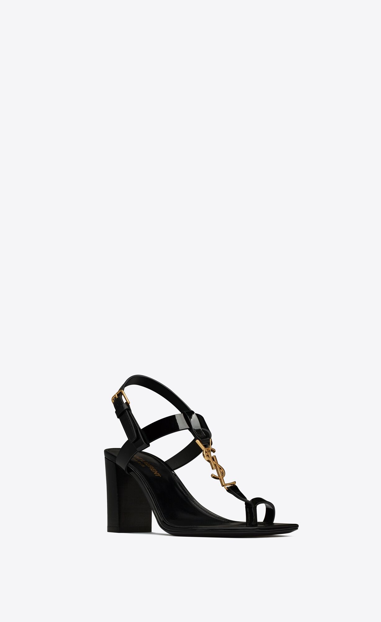 YSL Cassandra Sandals In Lack Leder Schwarz | 20581-KNLB