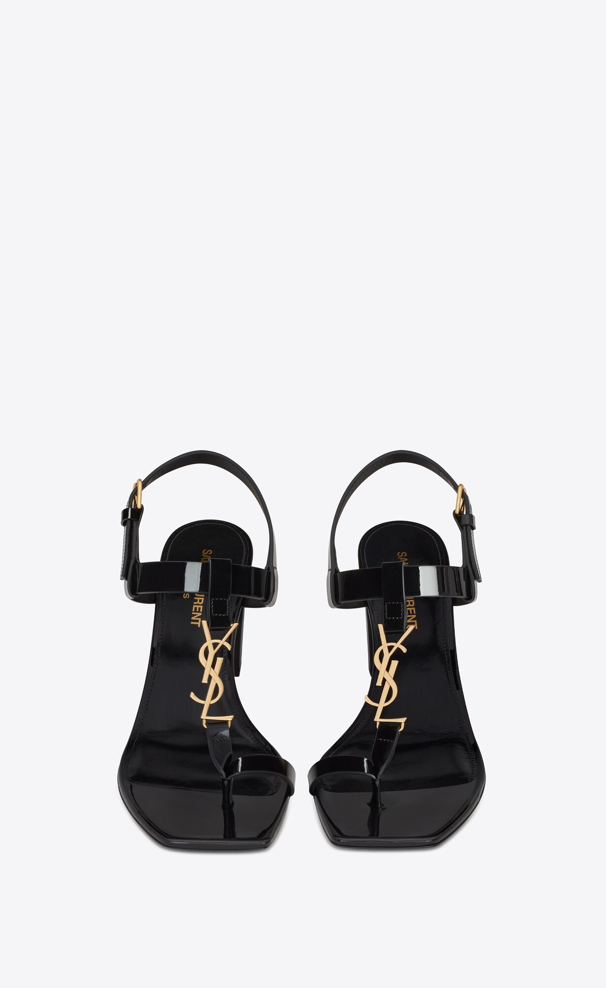 YSL Cassandra Sandals In Lack Leder Schwarz | 20581-KNLB