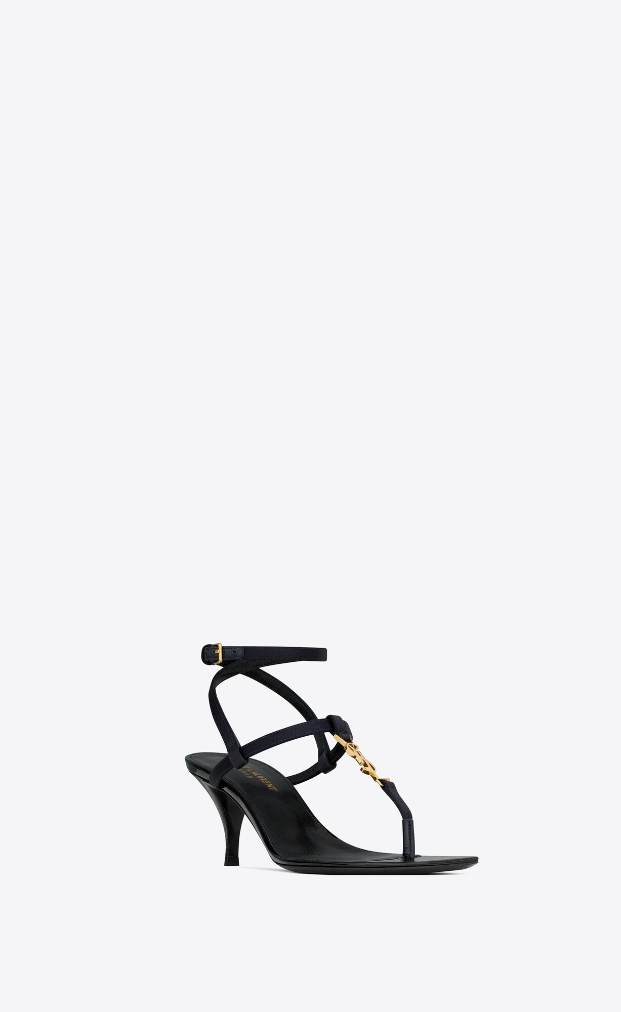 YSL Cassandra Sandals In Silk Satin Navy | 87943-ULYD