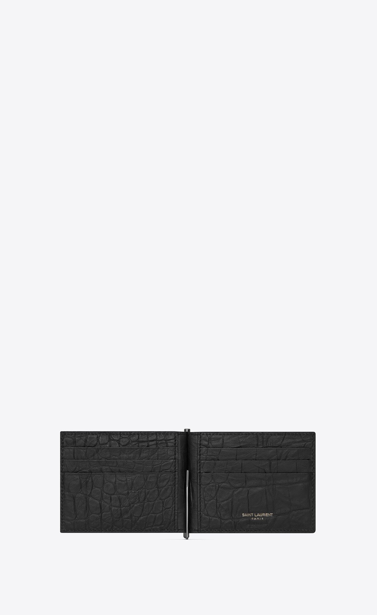 YSL Cassandre Bill Clip Wallet In Crocodile-embossed Leder Schwarz | 59468-XYJV