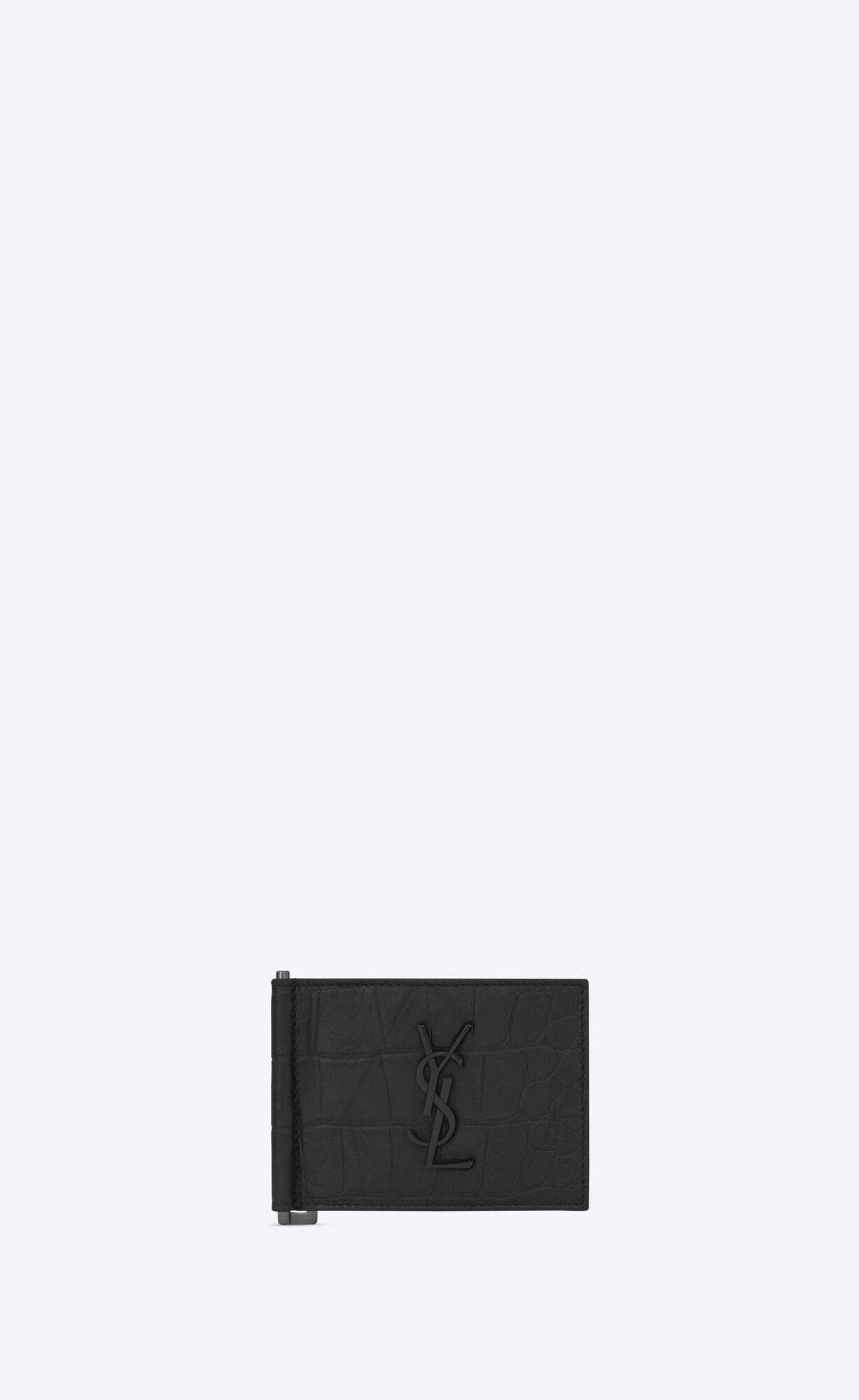 YSL Cassandre Bill Clip Wallet In Crocodile-embossed Leder Schwarz | 59468-XYJV