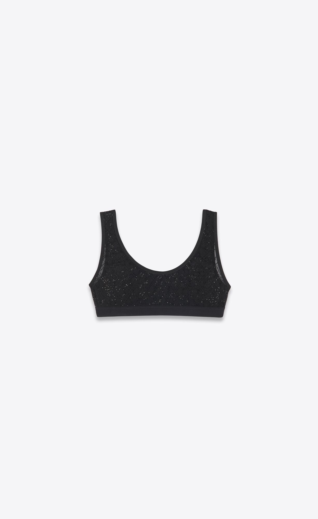 YSL Cassandre Bralette In Tulle Jersey And Rhinestones Noir | 28956-TIAY