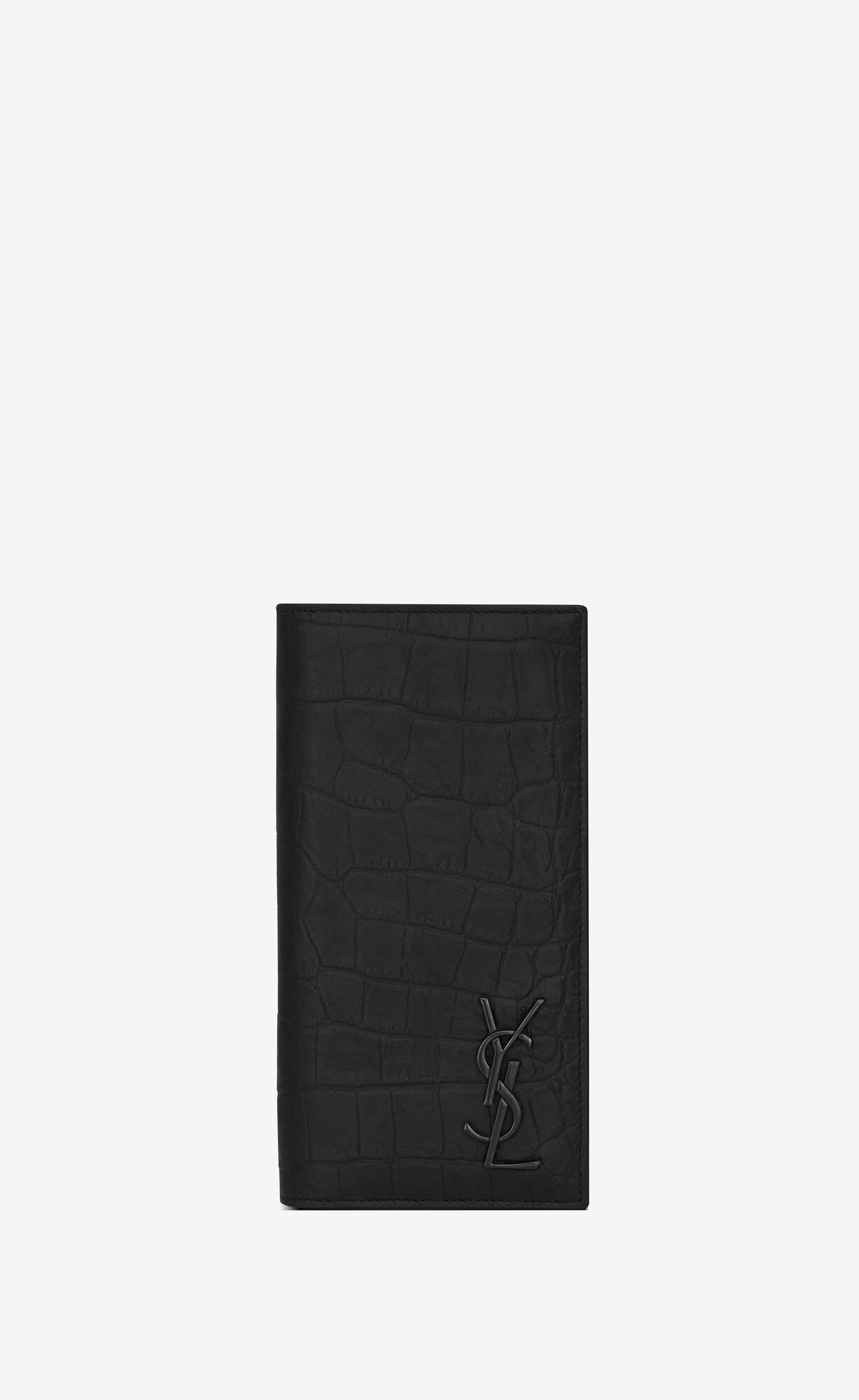 YSL Cassandre Continental Wallet In Crocodile-embossed Leder Schwarz | 32749-IWAB