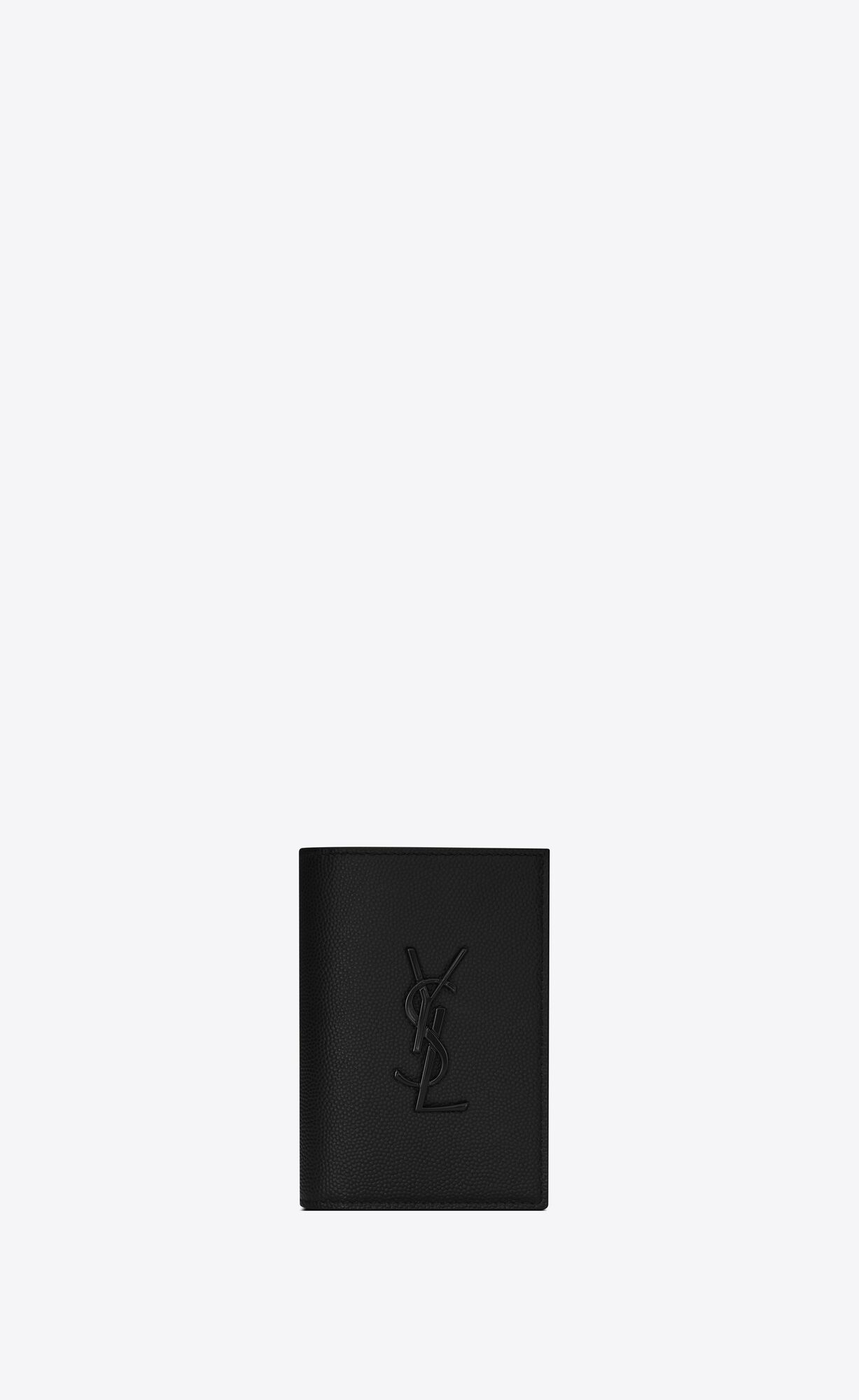 YSL Cassandre Credit Card Wallet In Grain De Poudre Embossed Leder Schwarz | 39754-SCJH