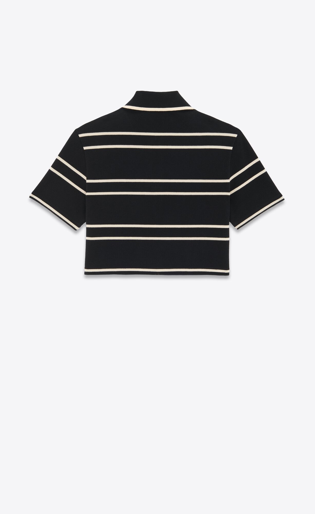 YSL Cassandre Cropped Polo Shirt Noir Craie | 92803-AKQB