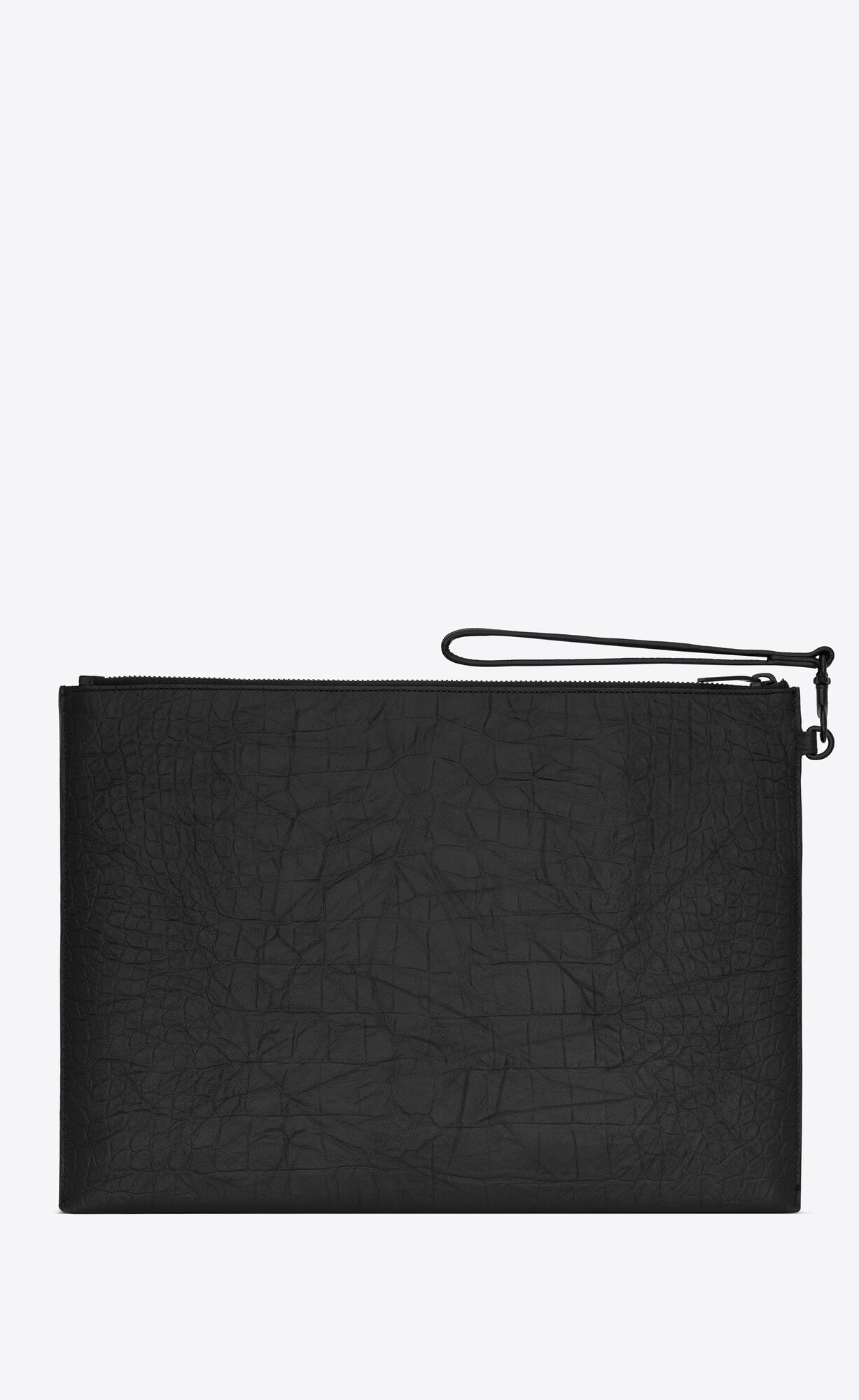 YSL Cassandre Document Holder In Crocodile-embossed Leder Noir | 49265-GNDK