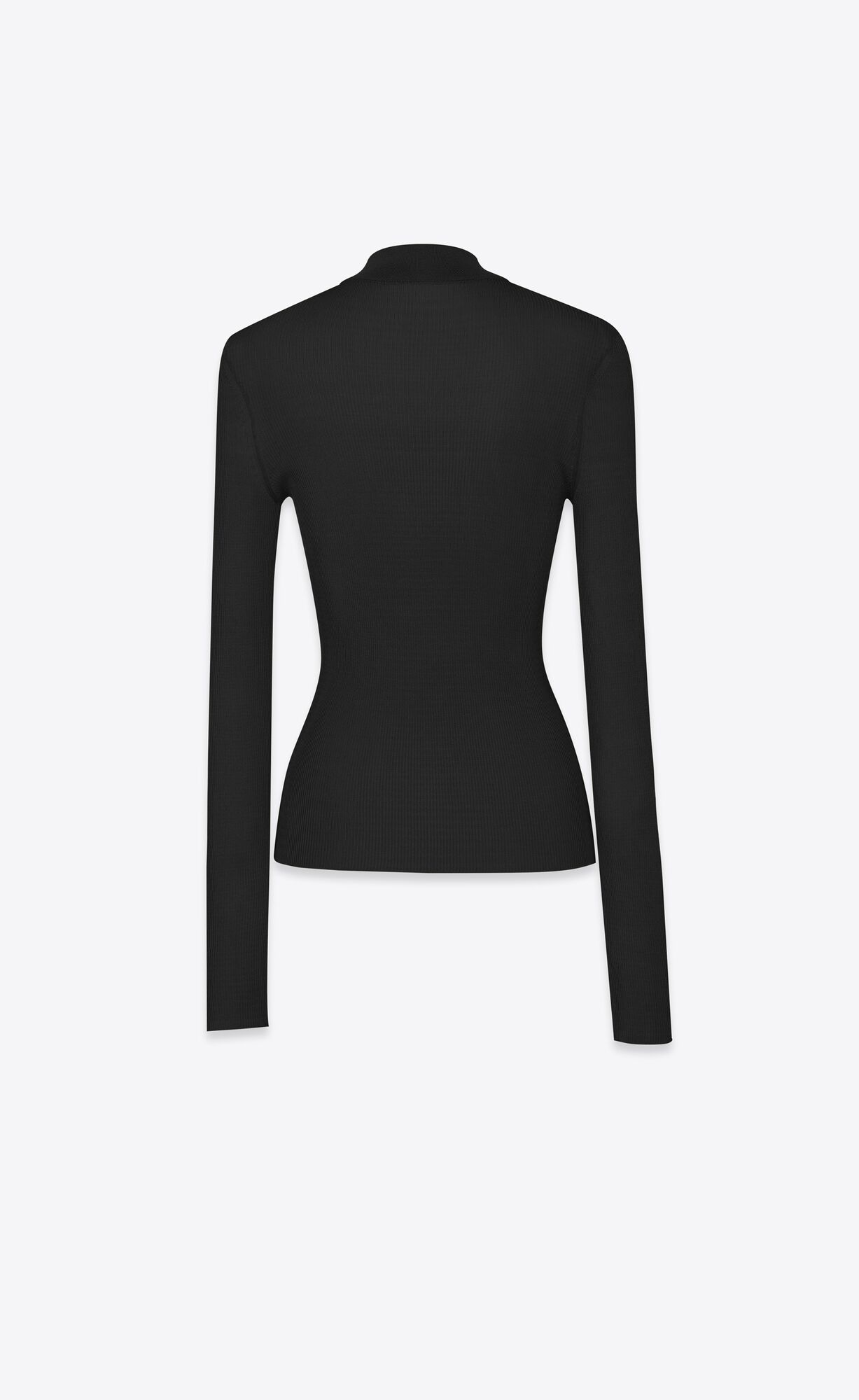 YSL Cassandre Gerippt Pullover In Silk Schwarz | 90258-YIZA