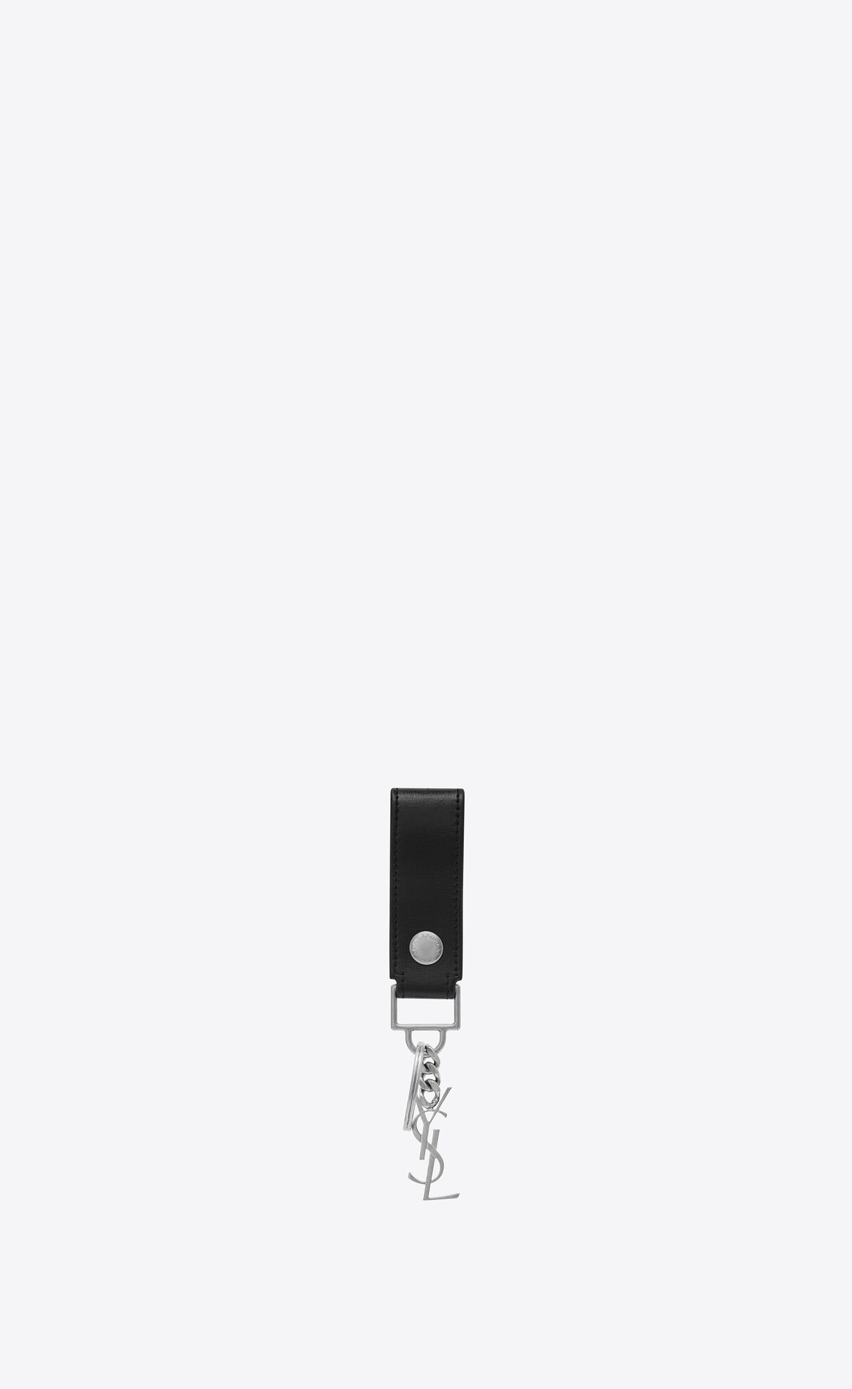 YSL Cassandre Key Ring In Smooth Leder Schwarz | 16284-OIFX