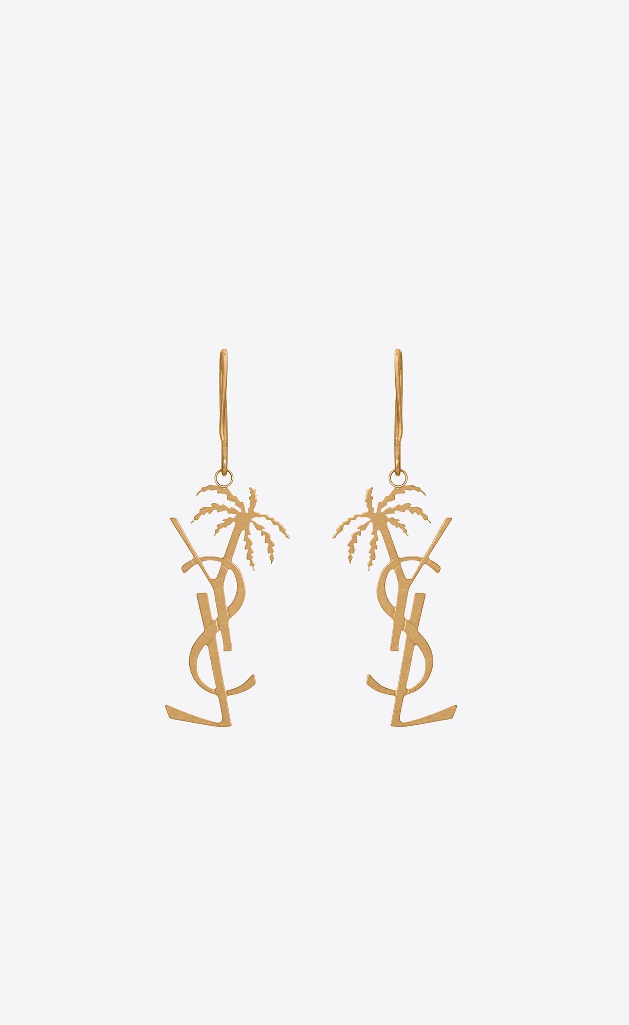 YSL Cassandre Palm Earrings In Metal Gold | 79240-RPTU