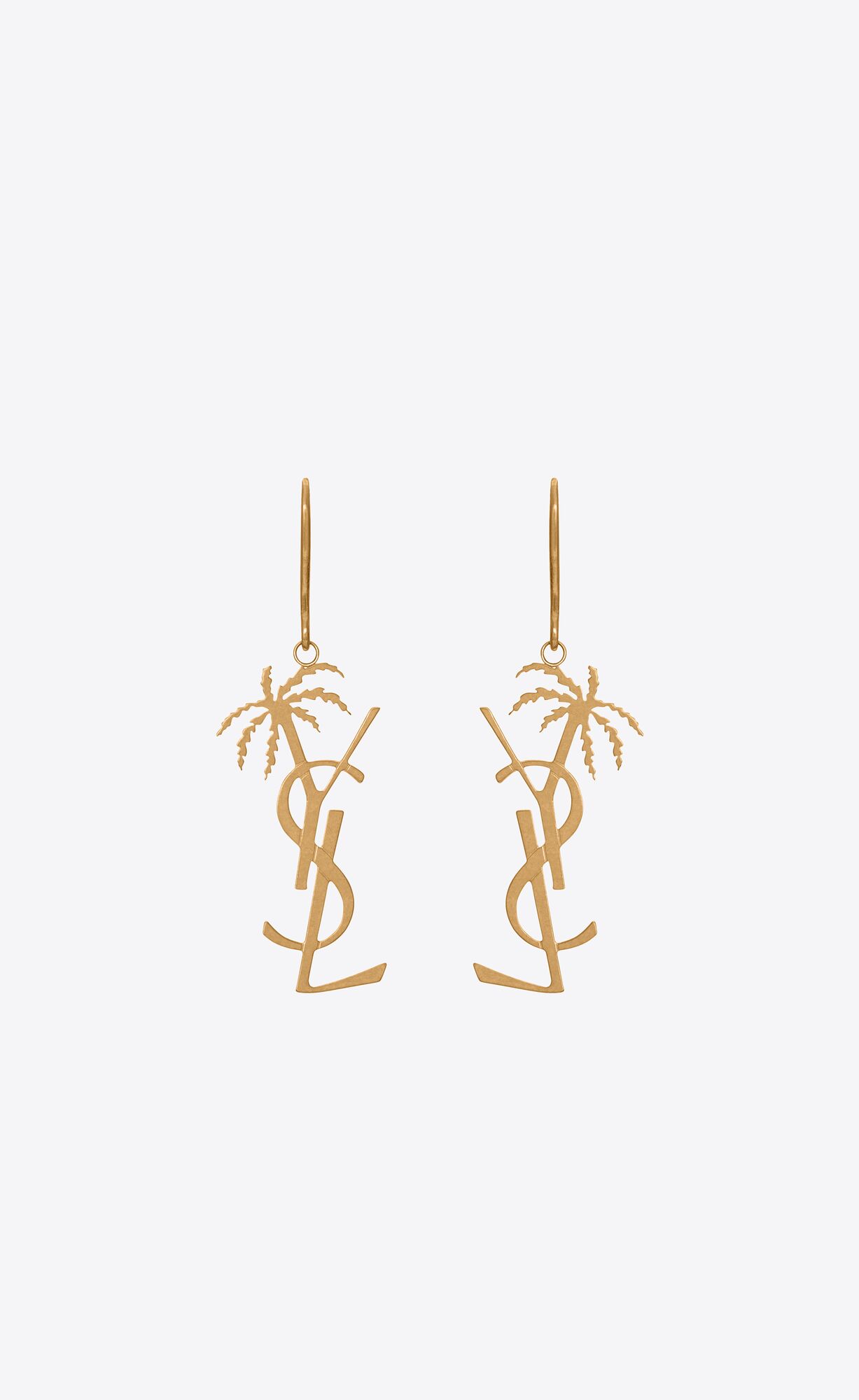 YSL Cassandre Palm Earrings In Metal Gold | 79240-RPTU