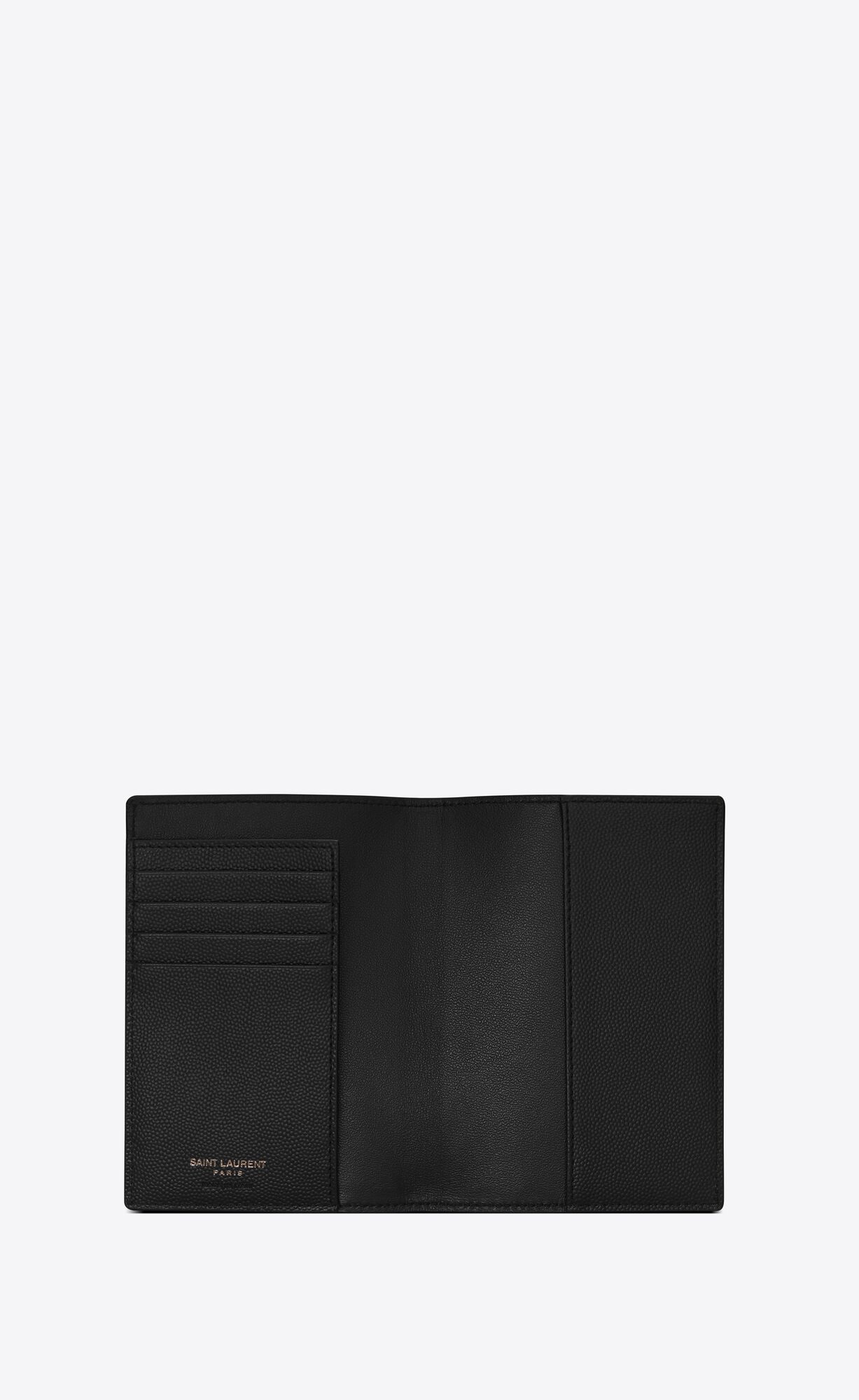 YSL Cassandre Passport Case In Grain De Poudre Embossed Leder Schwarz | 54386-GLKB