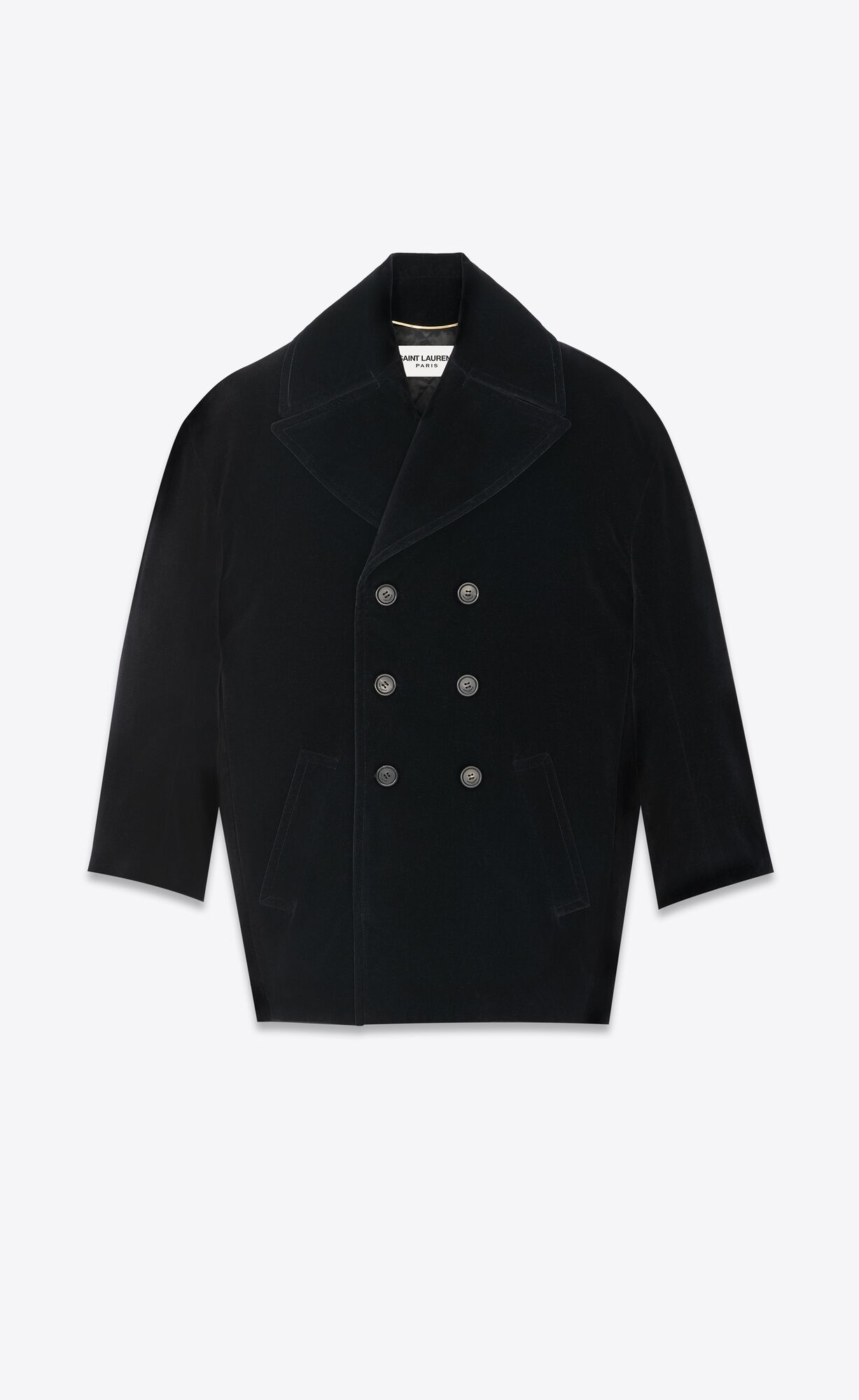 YSL Cassandre Peacoat In Baumwoll Velvet Noir | 96820-GHDM