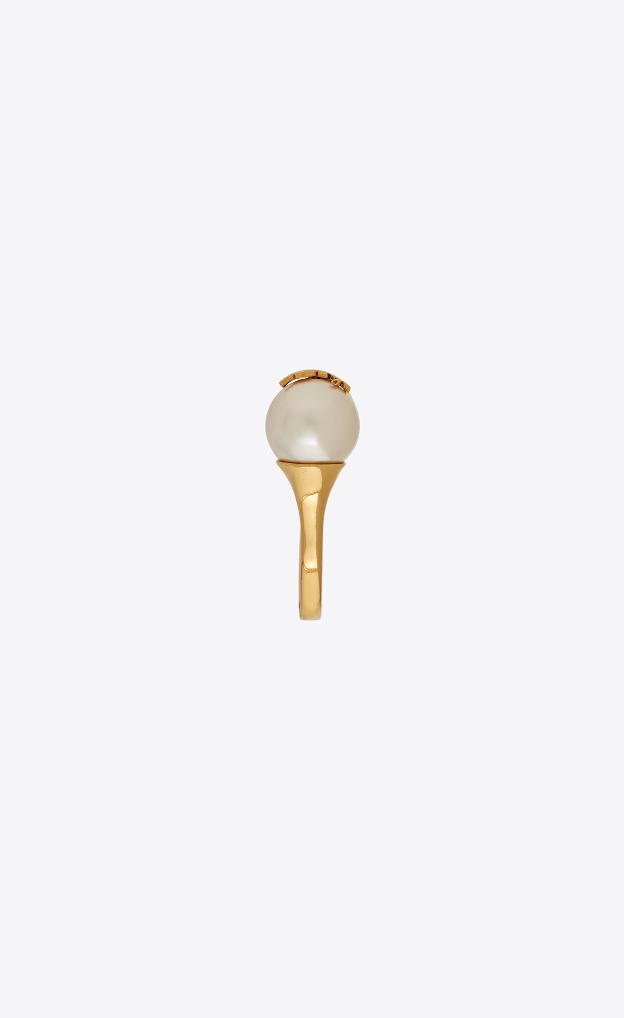 YSL Cassandre Pearl And Ball Ring In Metal Gold Weiß | 28304-KEHD