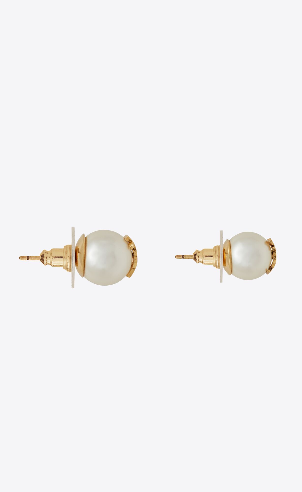 YSL Cassandre Pearl Earrings In Metal Gold Weiß | 61842-DZCV