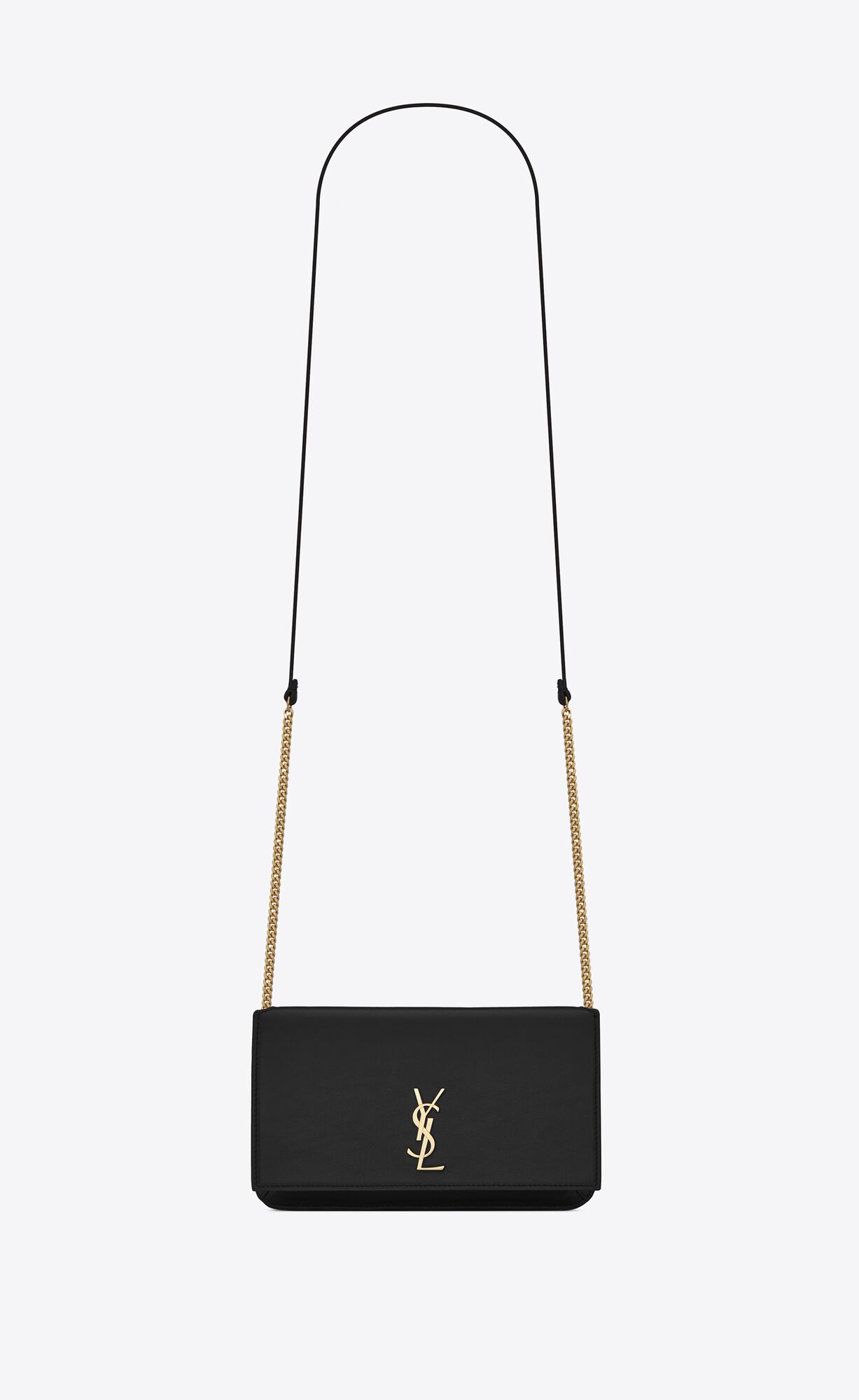 YSL Cassandre Phone Holder With Riemen In Smooth Leder Schwarz | 41658-AGXD