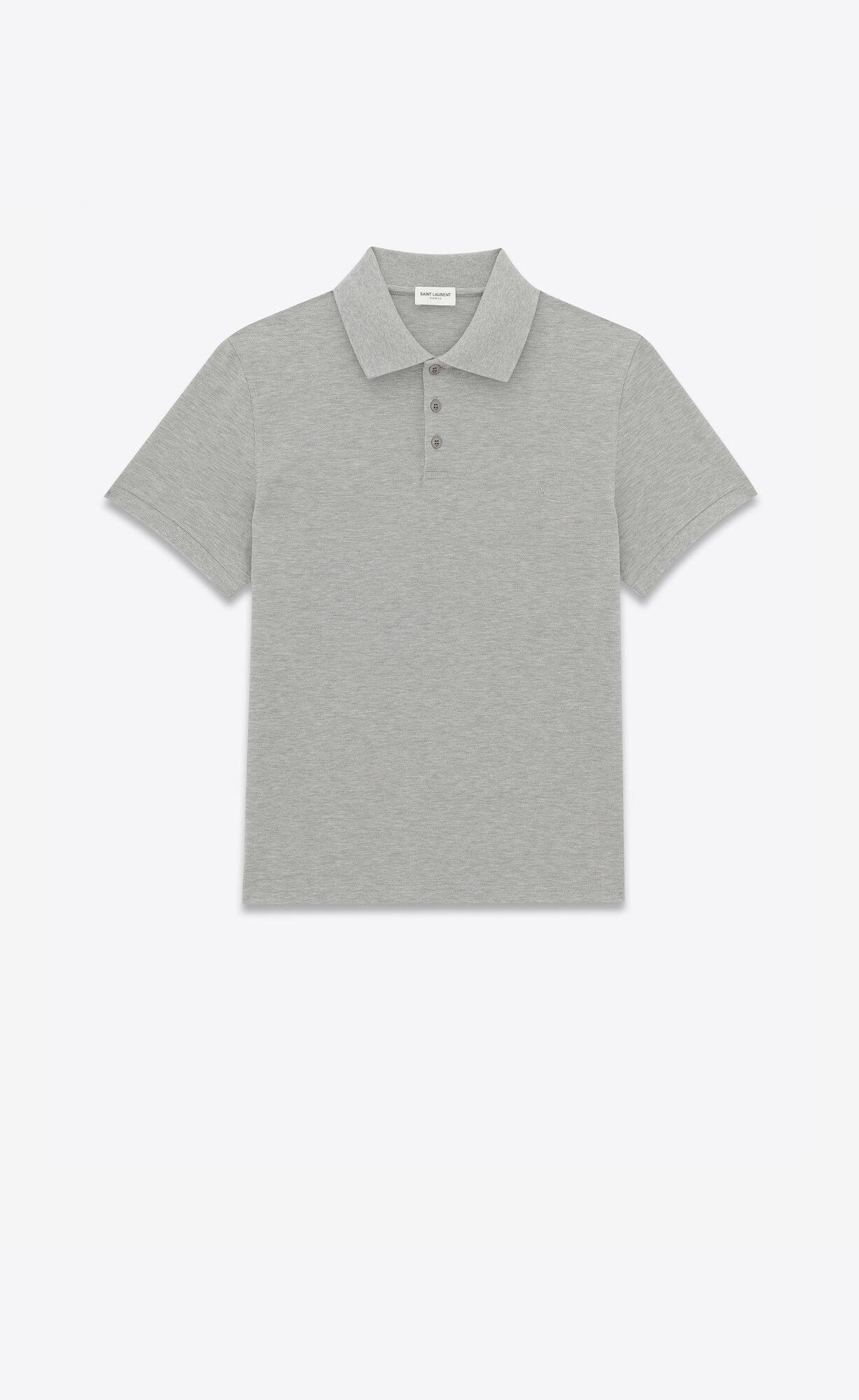 YSL Cassandre Polo Shirt In Baumwoll Piqué Gris Chine | 06413-ZQLI