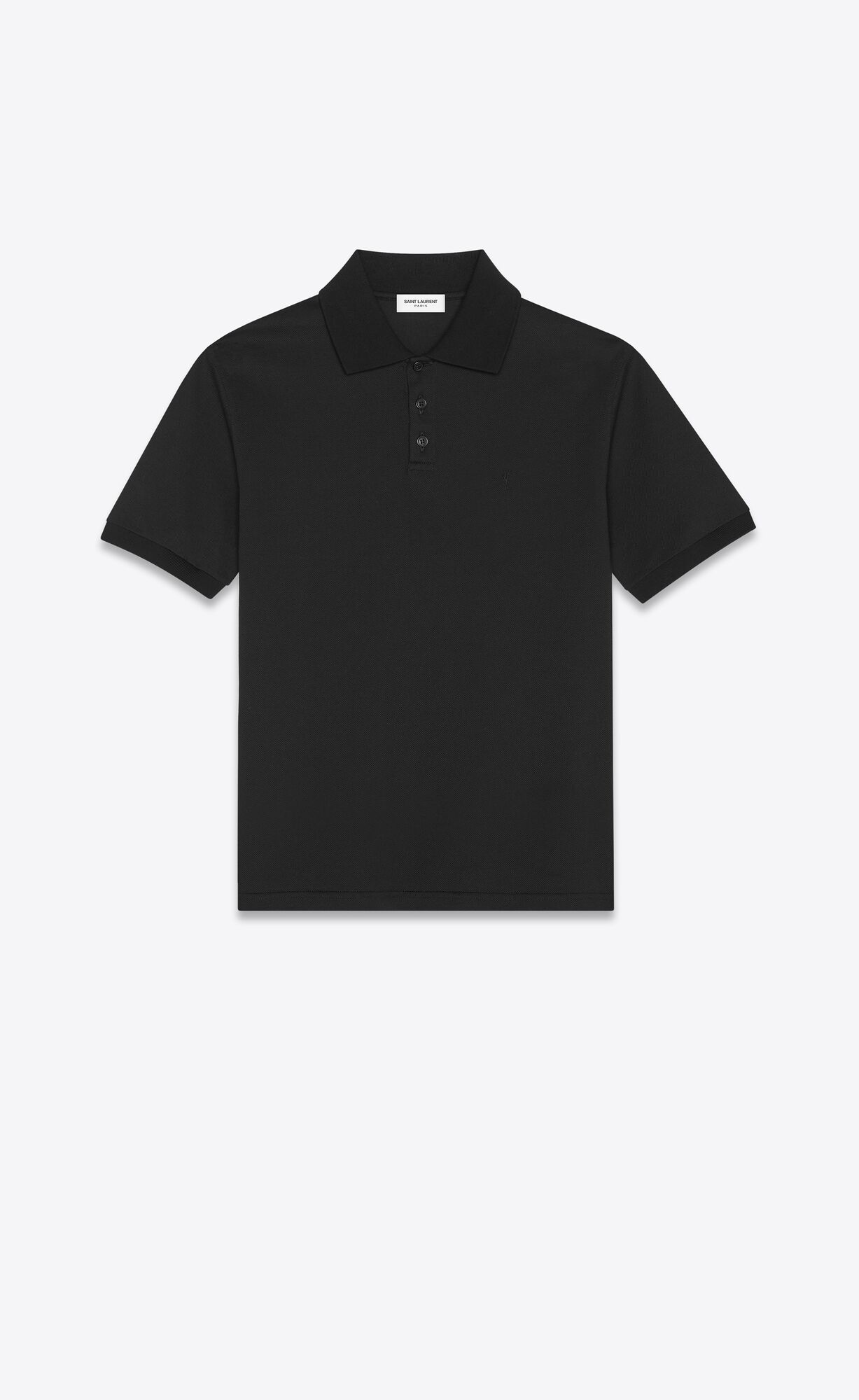 YSL Cassandre Polo Shirt In Baumwoll Piqué Schwarz | 14079-FRBI