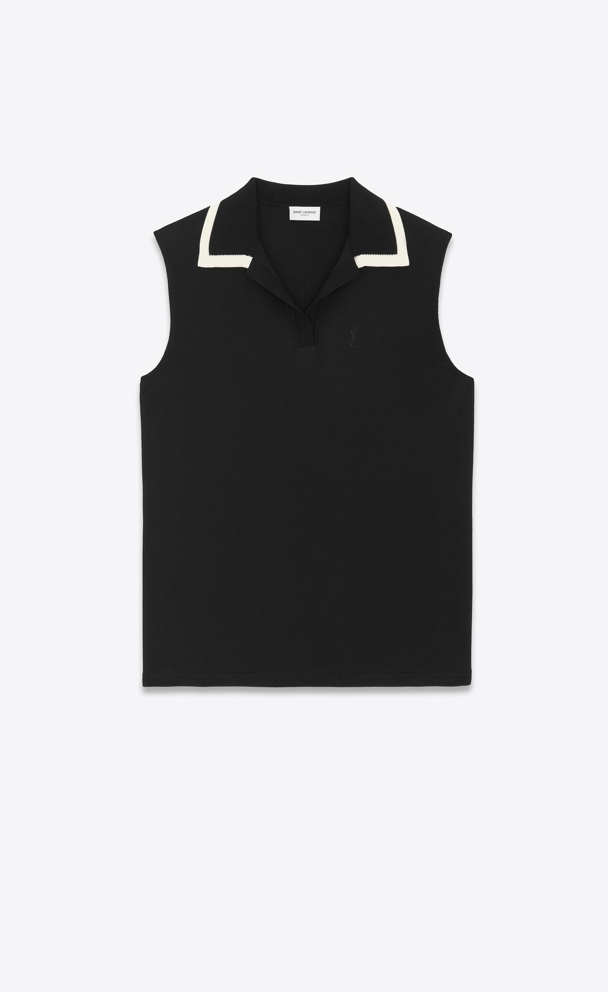 YSL Cassandre Polo Shirt Noir Craie | 43697-WOHR