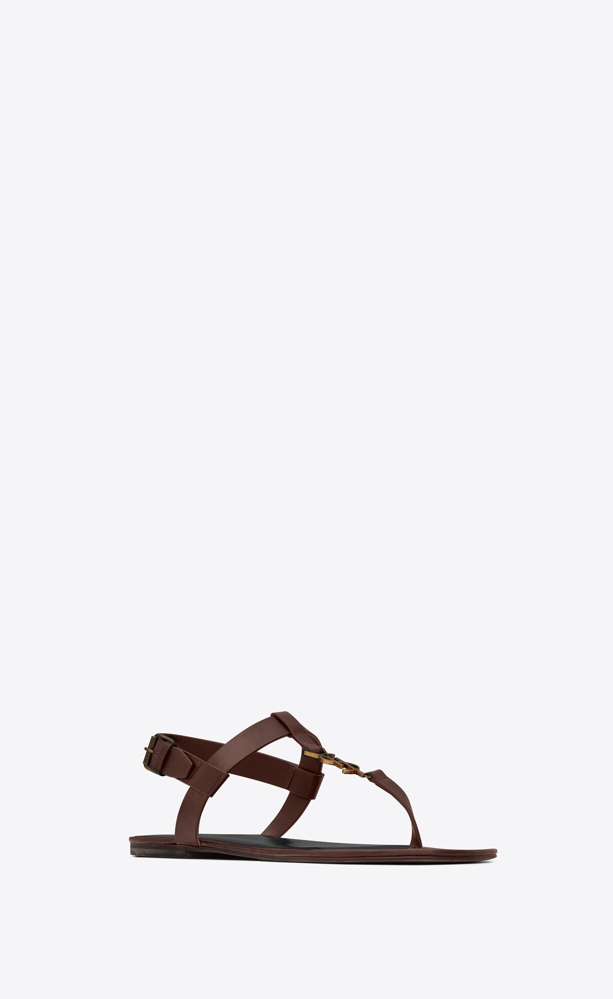 YSL Cassandre Sandals In Smooth Leder Dunkelschokolade | 97163-SGYL