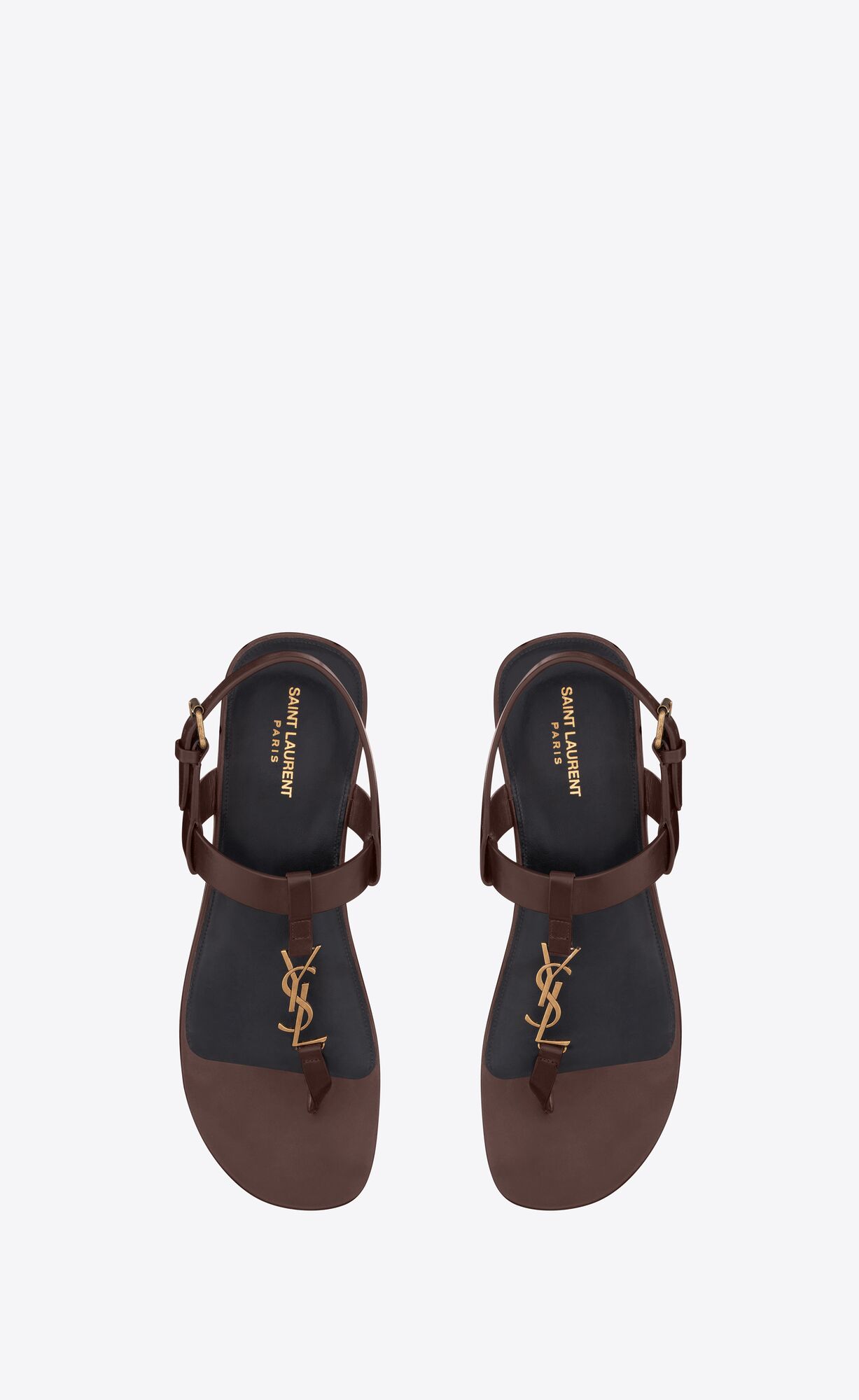 YSL Cassandre Sandals In Smooth Leder Dunkelschokolade | 97163-SGYL