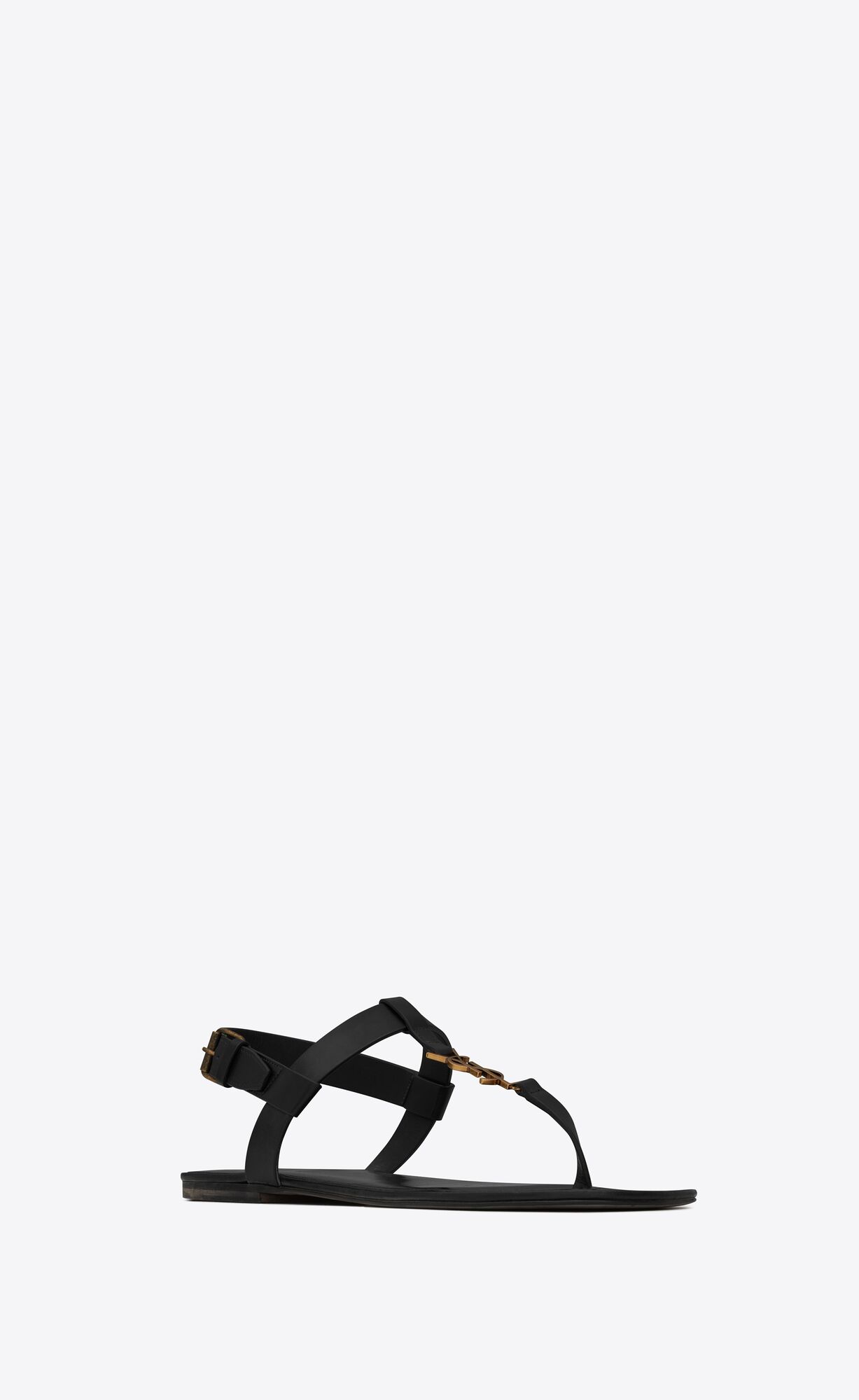 YSL Cassandre Sandals In Smooth Leder Schwarz | 94325-GMJF