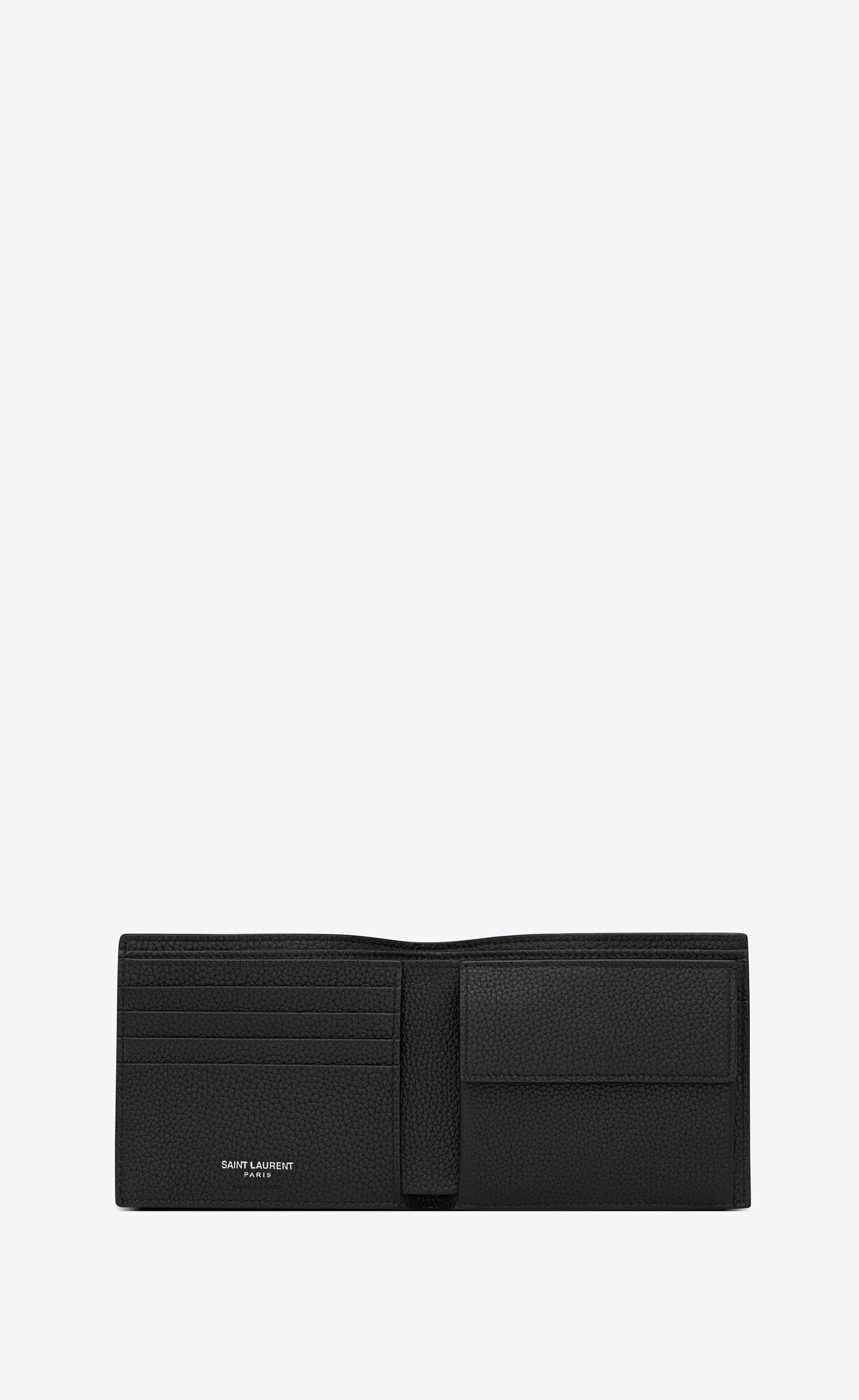 YSL Cassandre Shadow Saint Laurent East/West Wallet With Coin Purse In Grained Leder Schwarz | 29601-CMVY