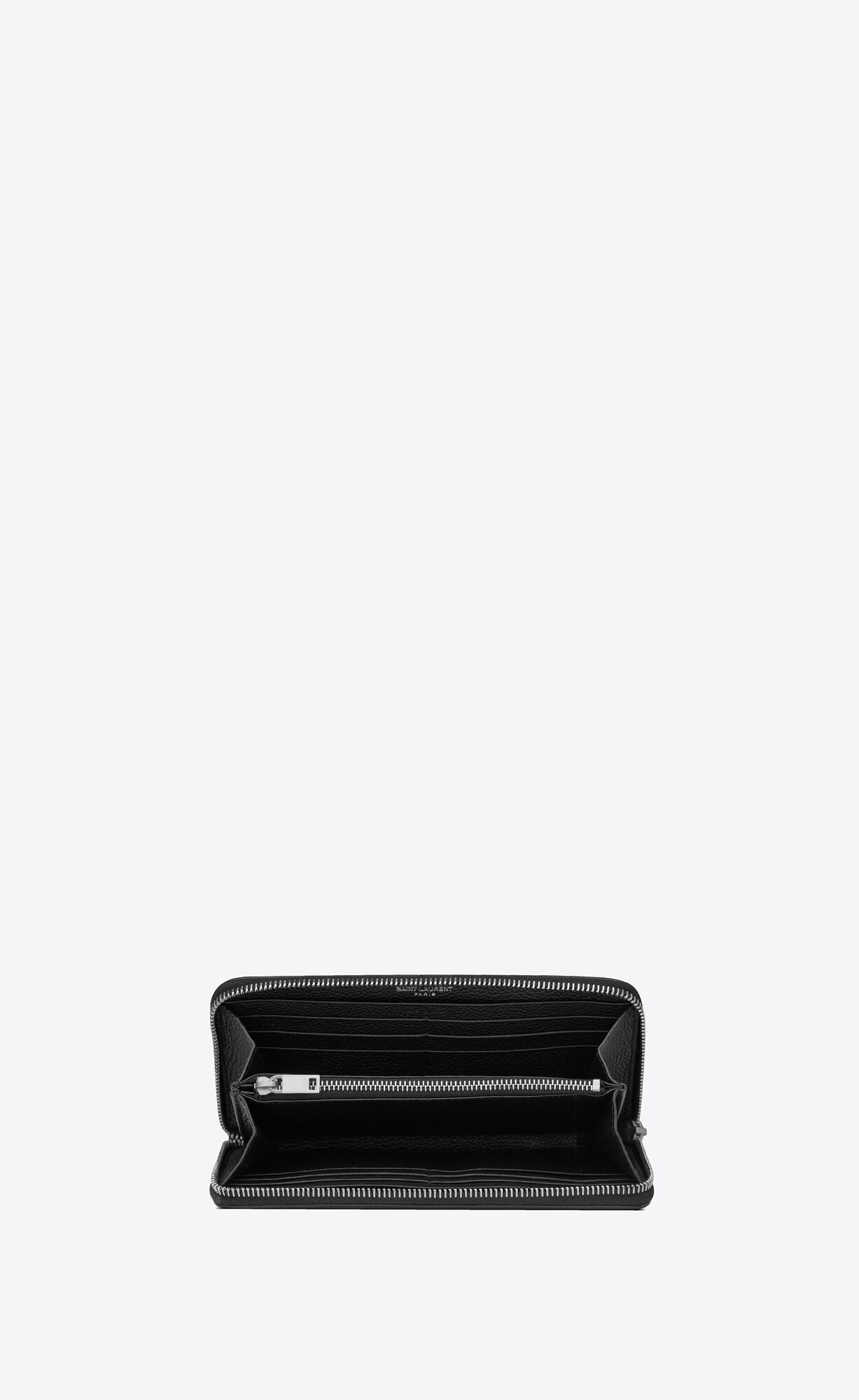 YSL Cassandre Shadow Saint Laurent Zip-around Wallet In Grained Leder Schwarz | 67835-TOLG