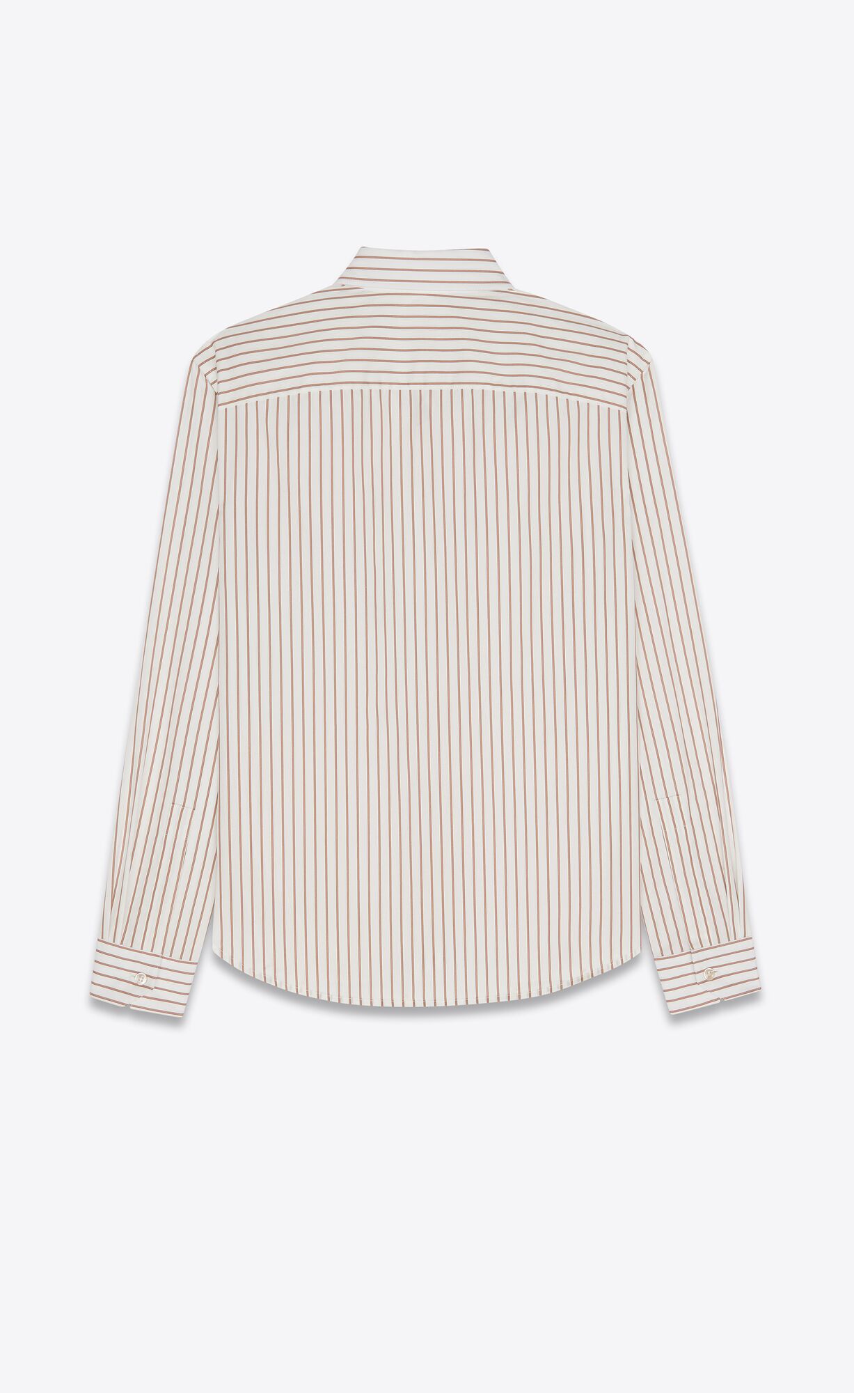 YSL Cassandre Shirt In Gestreift Baumwoll Poplin Creme Caramel | 13420-ZRJO