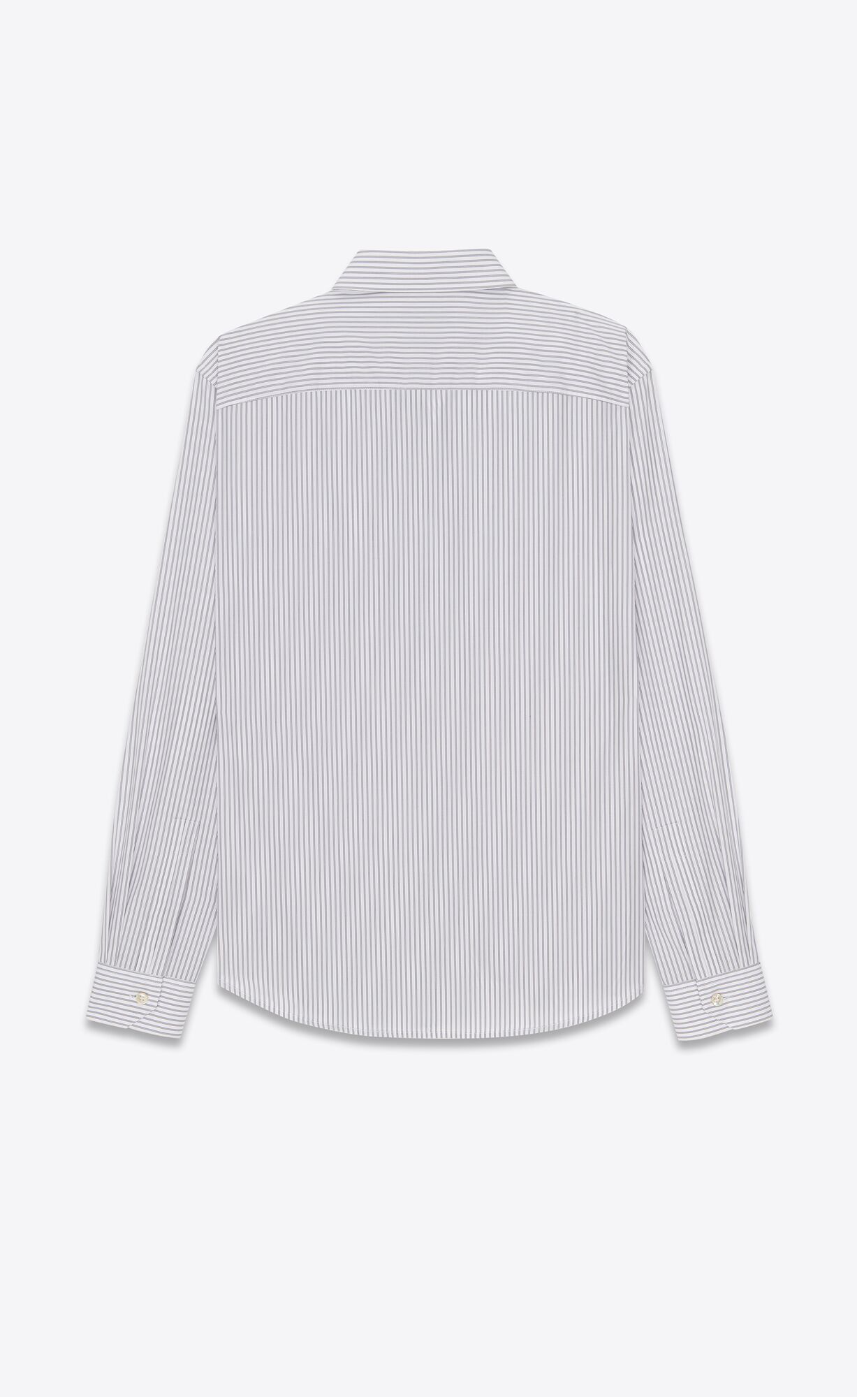 YSL Cassandre Shirt In Gestreift Baumwoll Poplin Blanc Et Noir | 89170-MFAR