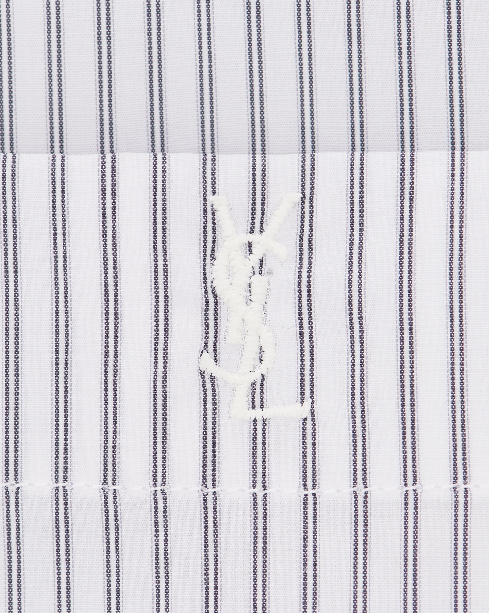 YSL Cassandre Shirt In Gestreift Baumwoll Poplin Blanc Et Noir | 89170-MFAR